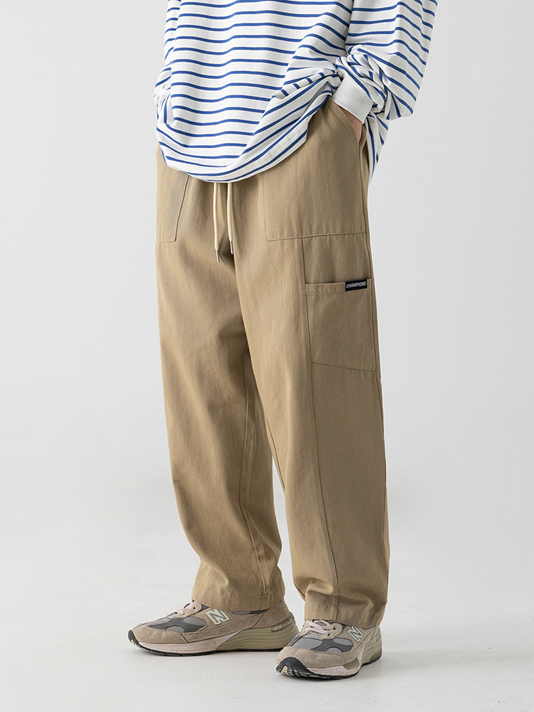 Men's Casual 100% Cotton Plain Patch Pocket Cargo Pants