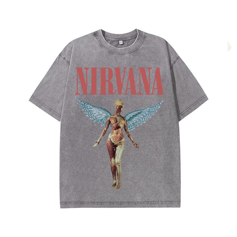 Unisex Vintage Cotton Graphic Letter Print Tee