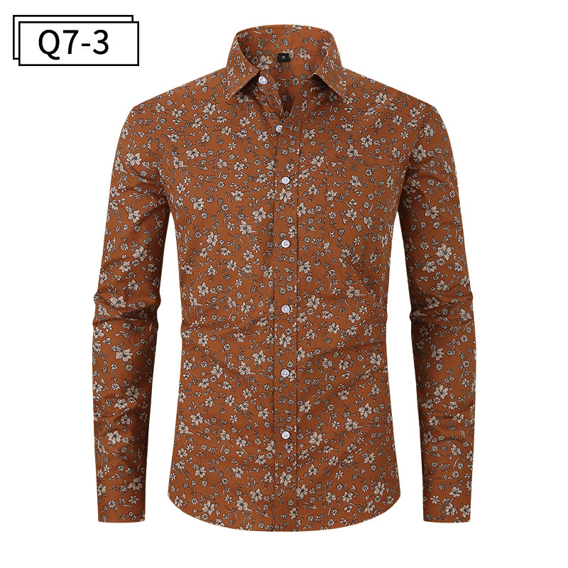 Men's Floral Print Long Sleeve Shirt