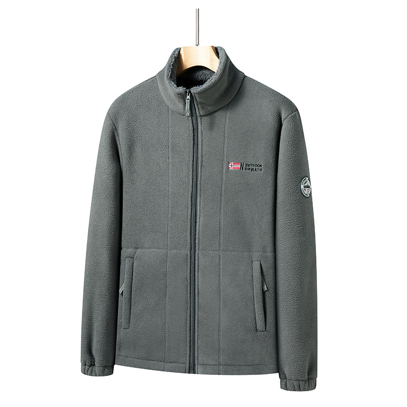Men's Casual Stand Collar Thermal Fleece Coat