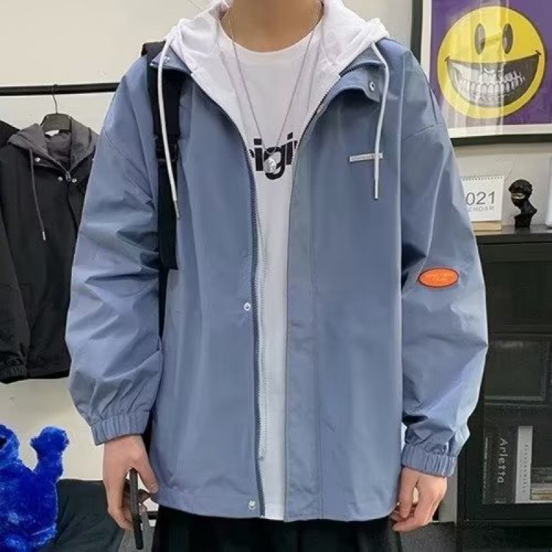 Men's Casual Plain 2 in 1 Long Sleeve Hooded Jacket