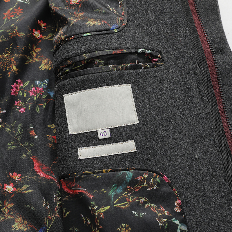 Men's Wool Coat With Printed Lining