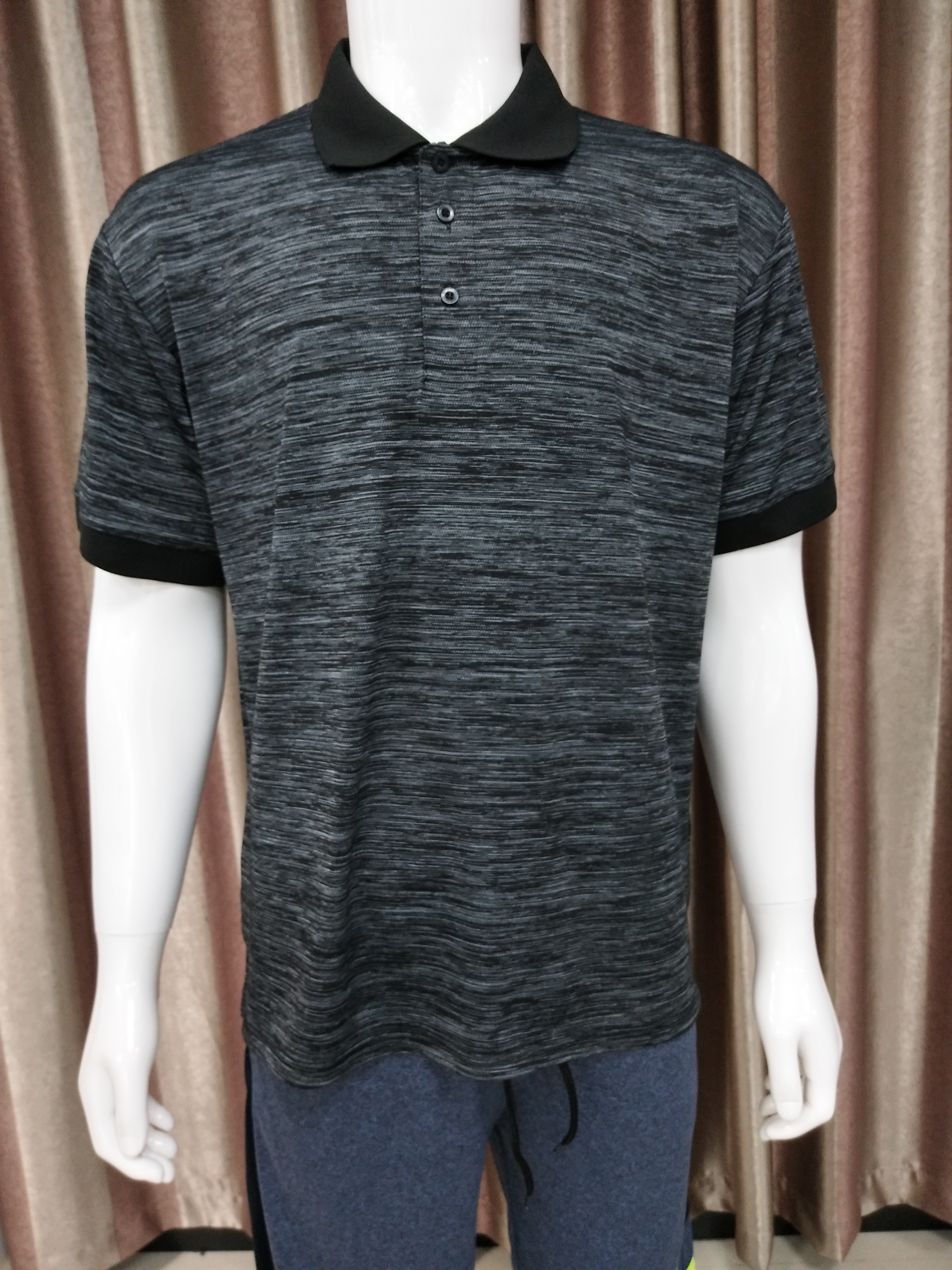 100% Heather Poly Men's Polo Shirt with Rubber Print Options