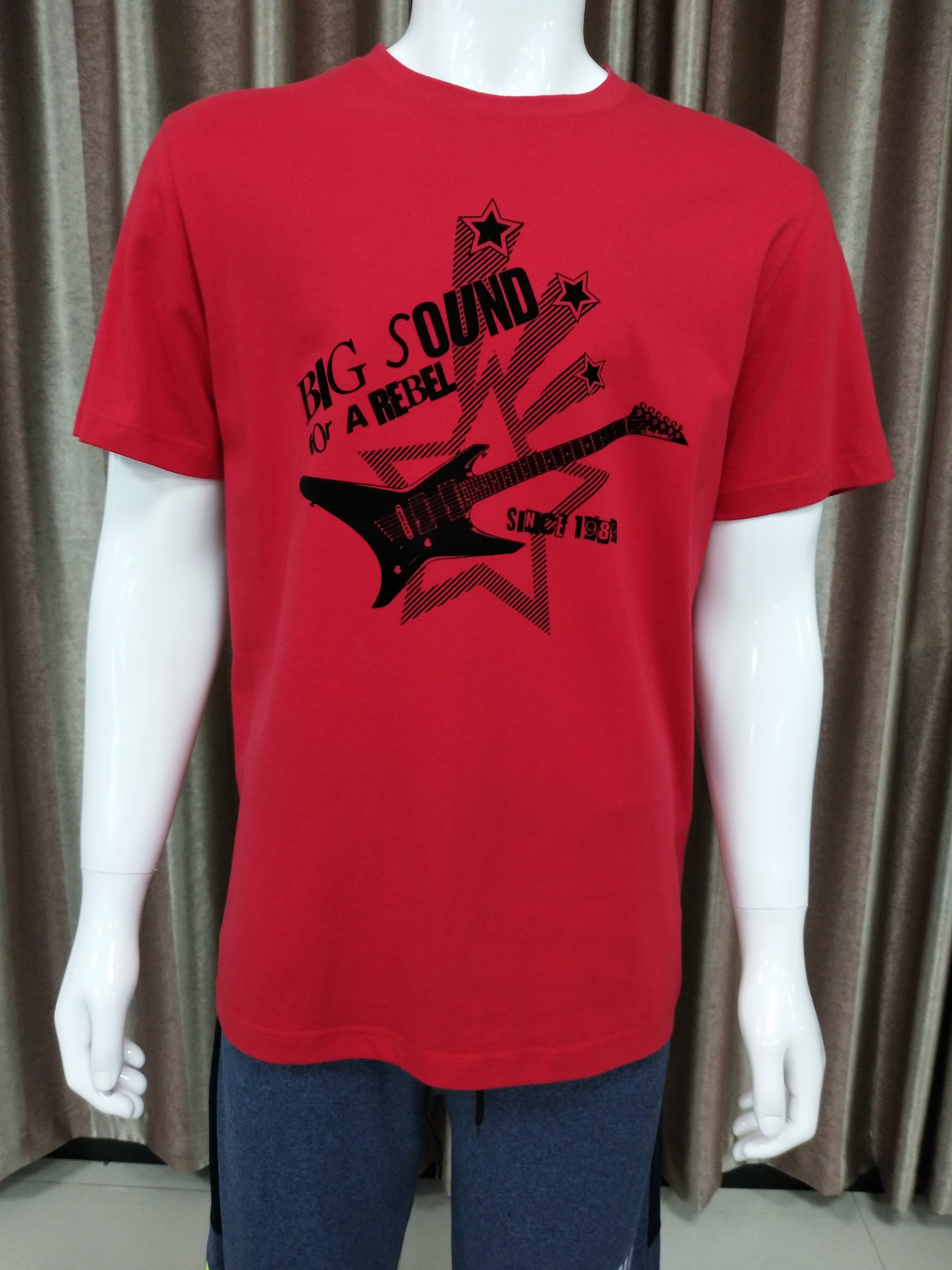 100% Cotton Fashion T-Shirt with Flocking and Screen Print