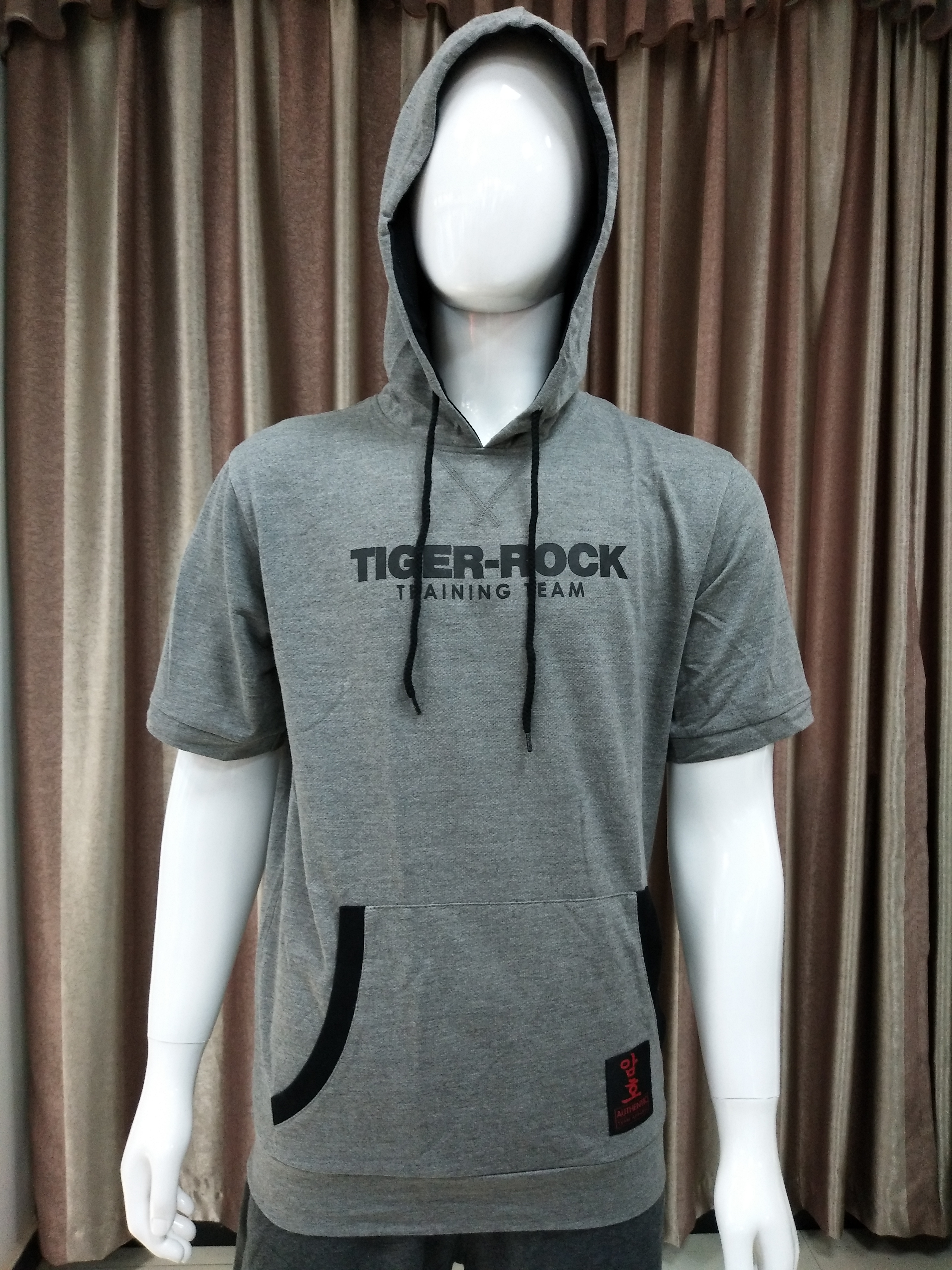 Men's Short Sleeve Hoodie with Kangaroo Pocket and Print