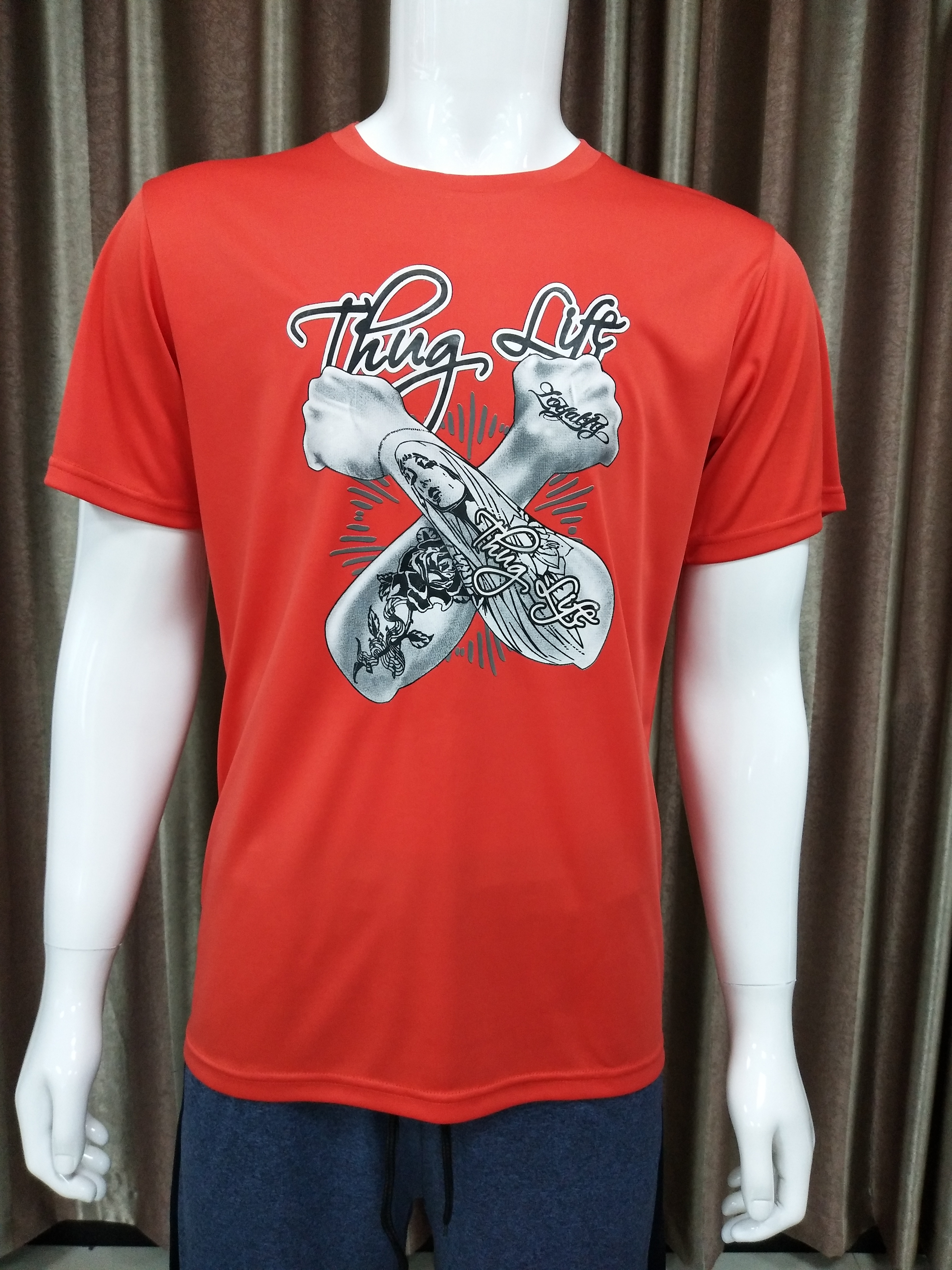 160gsm 100% Polyester Single Face T-Shirt with Rubber Print