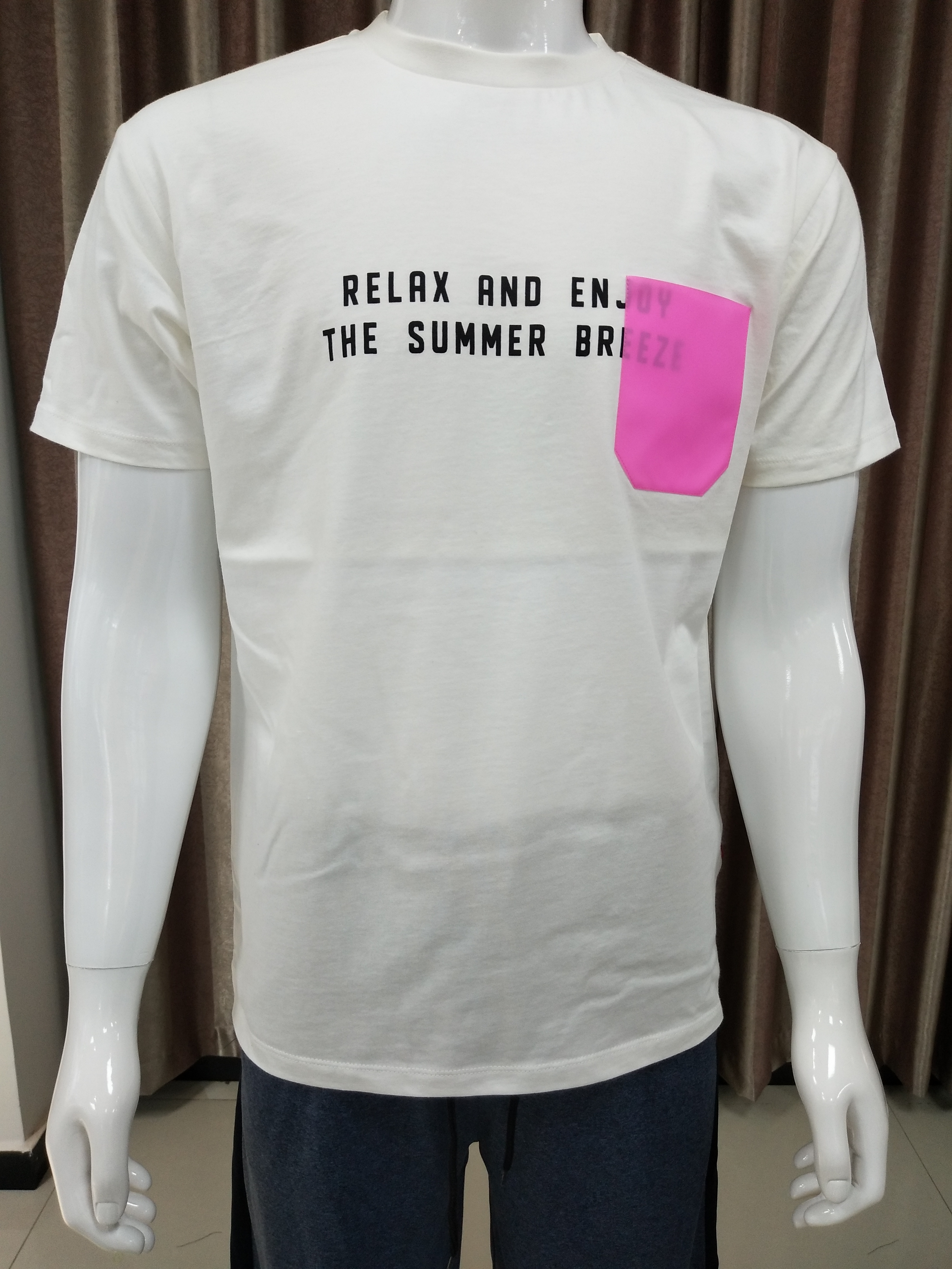 180gsm Rubber Print Fashion Ladies T-Shirt with Pocket