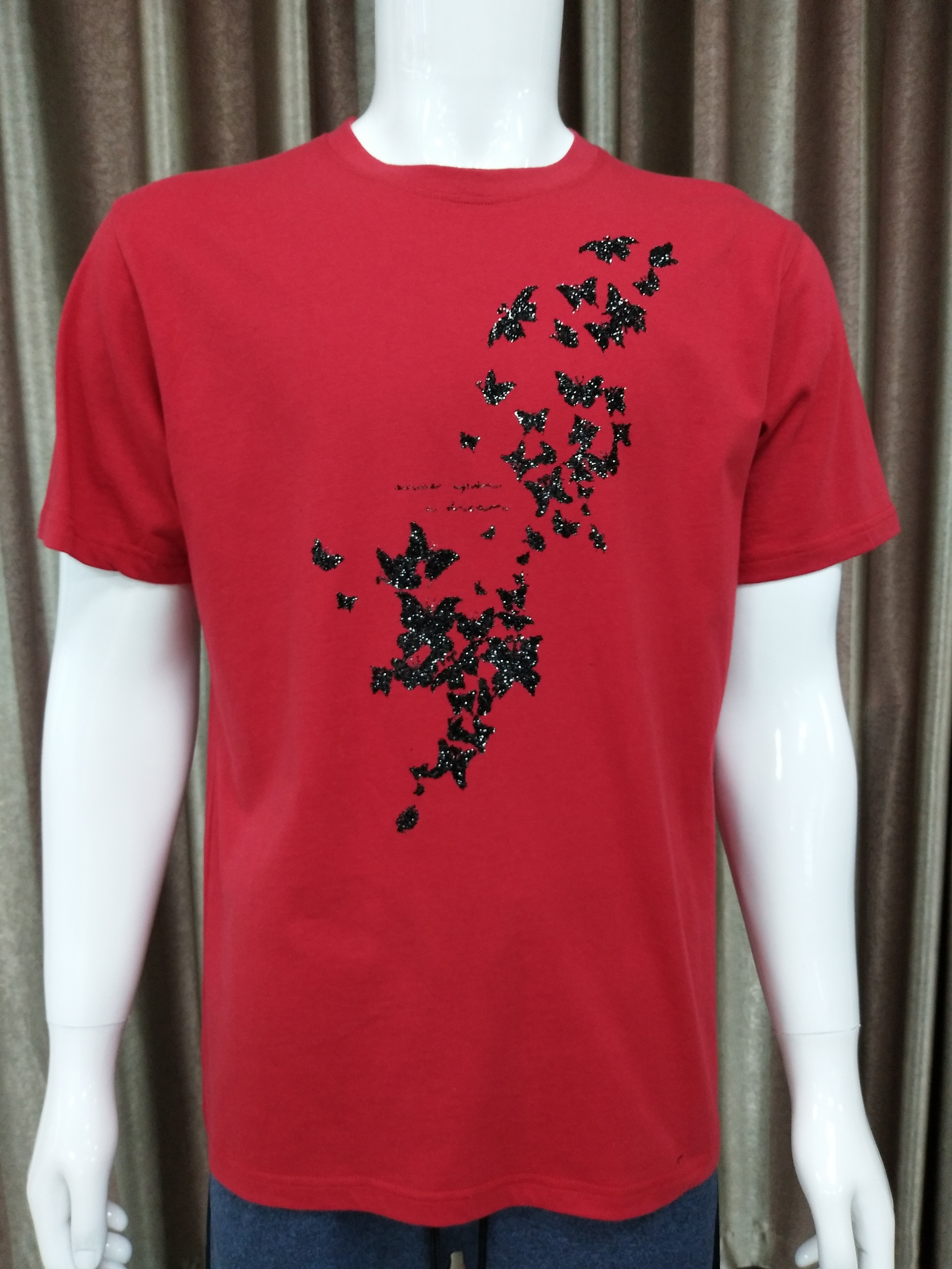 100% Cotton T-Shirt with Glitter Print for Men and Women