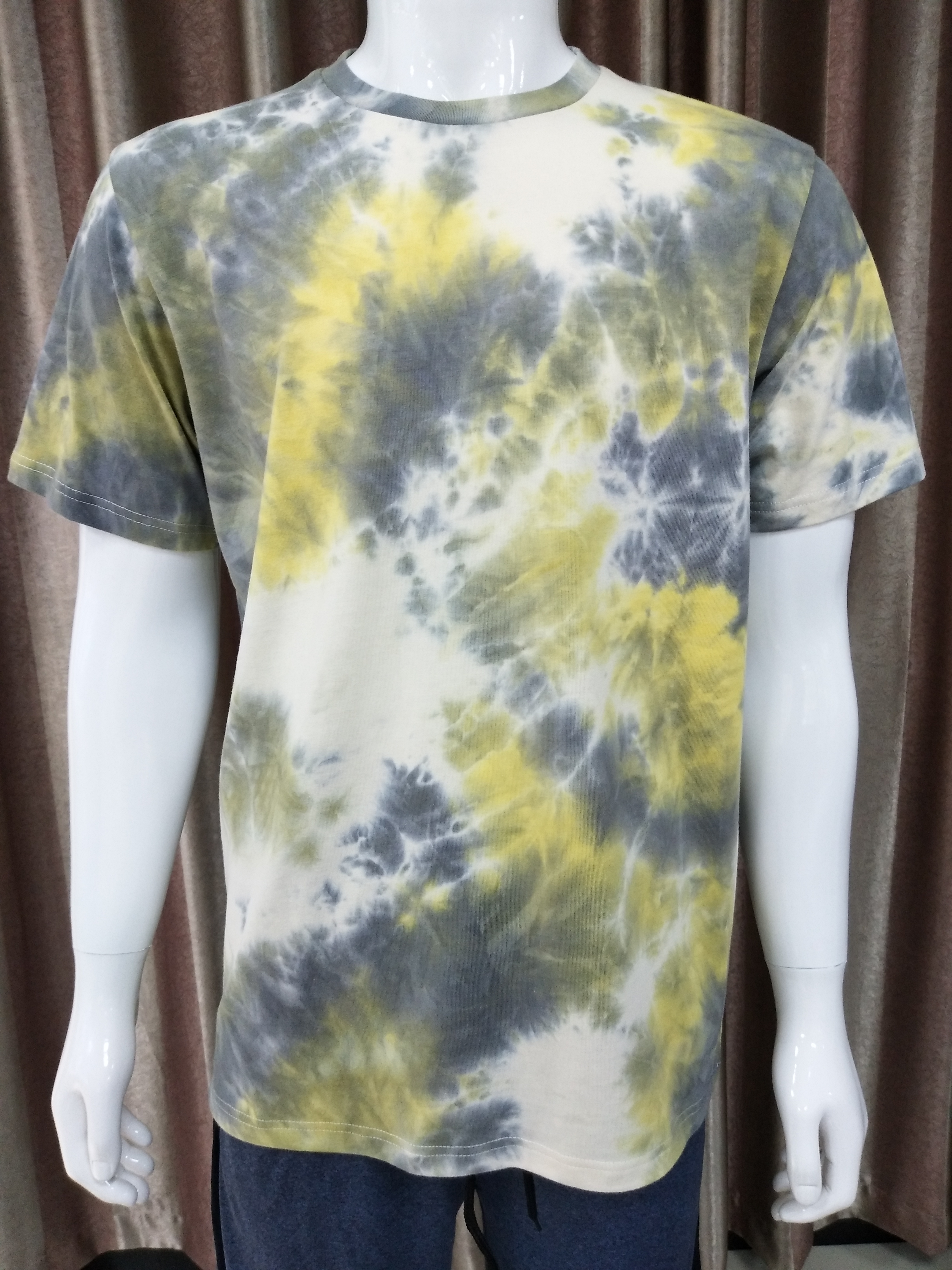 Grey Tie-Dyed Colorful Pullover T-Shirt