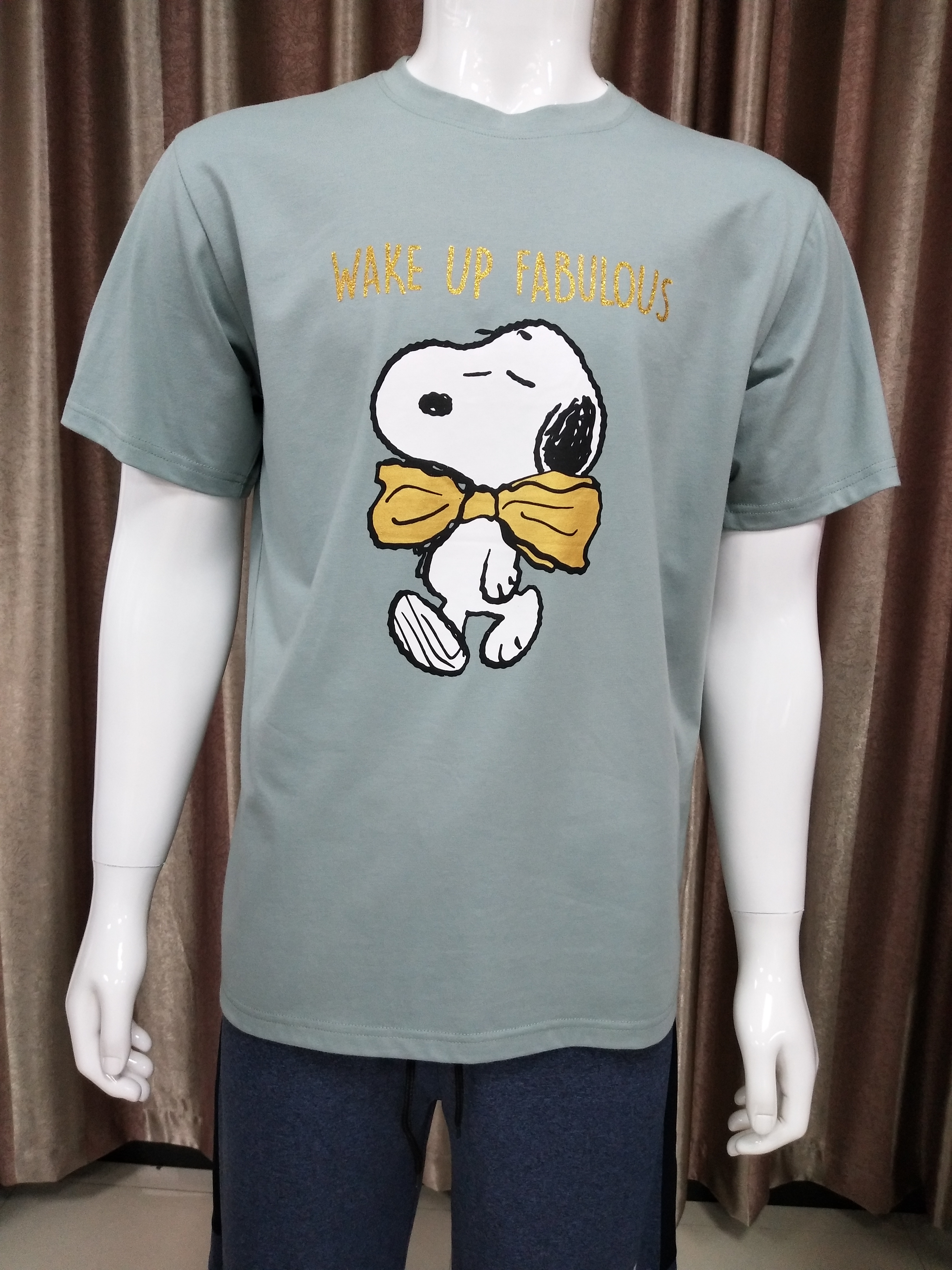 100% Cotton T-Shirt with Rubber Print and Golden Foil