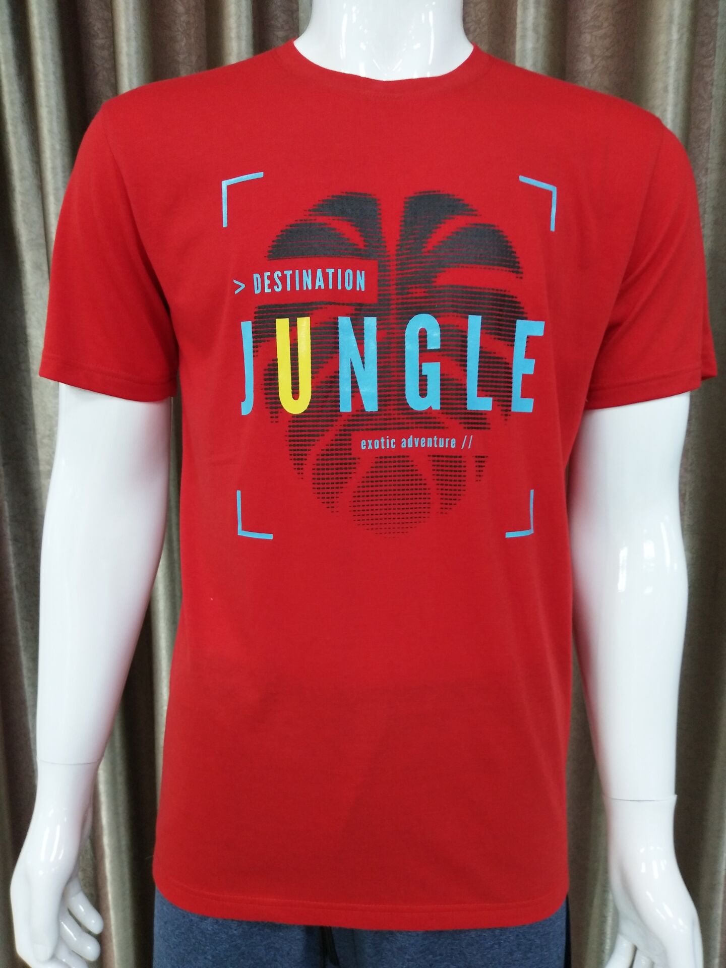 New Design Rubber Print Row Collar T-Shirt