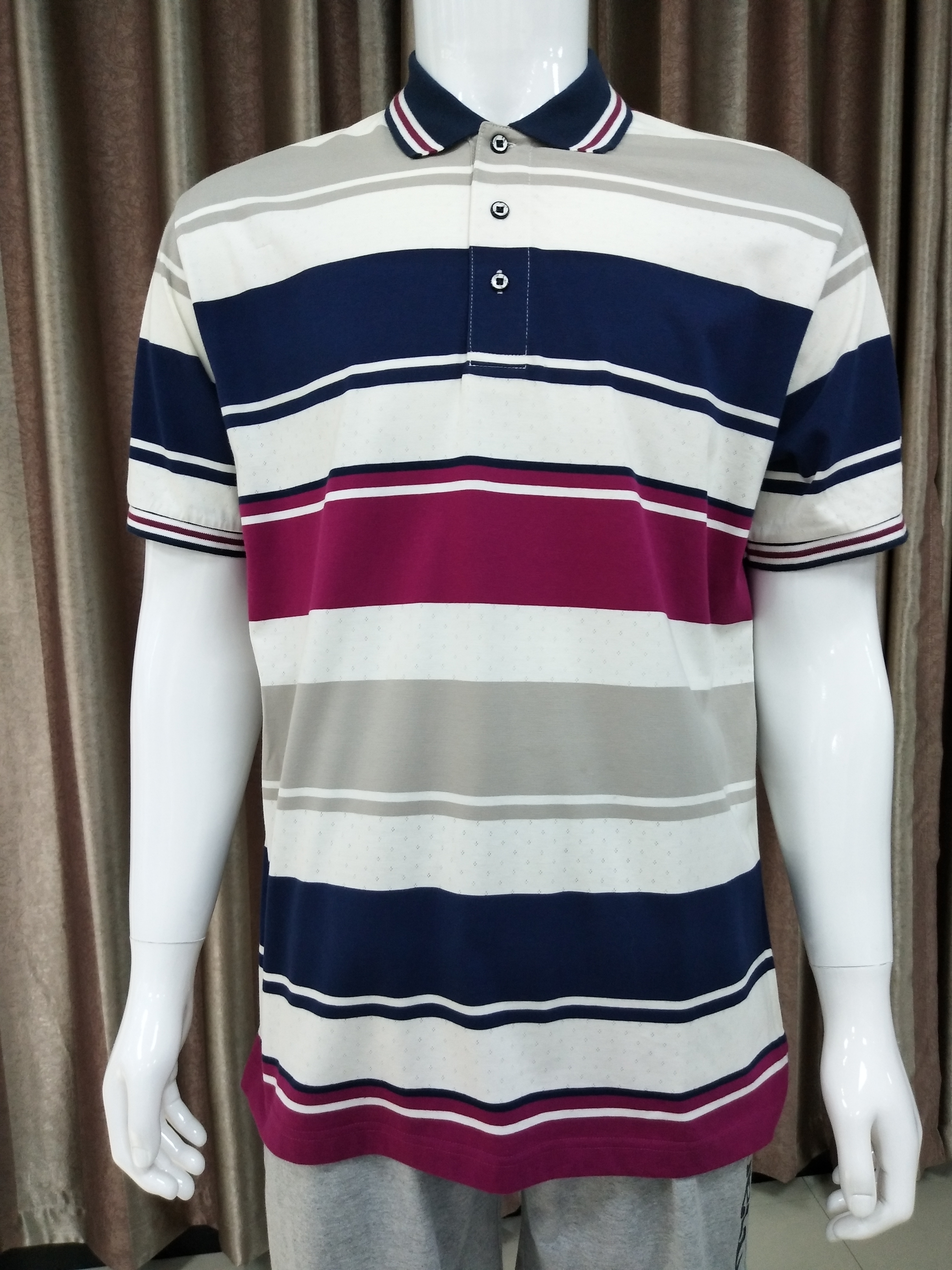 100% Cotton Men's Yarn Dye Single Jersey Polo Shirt
