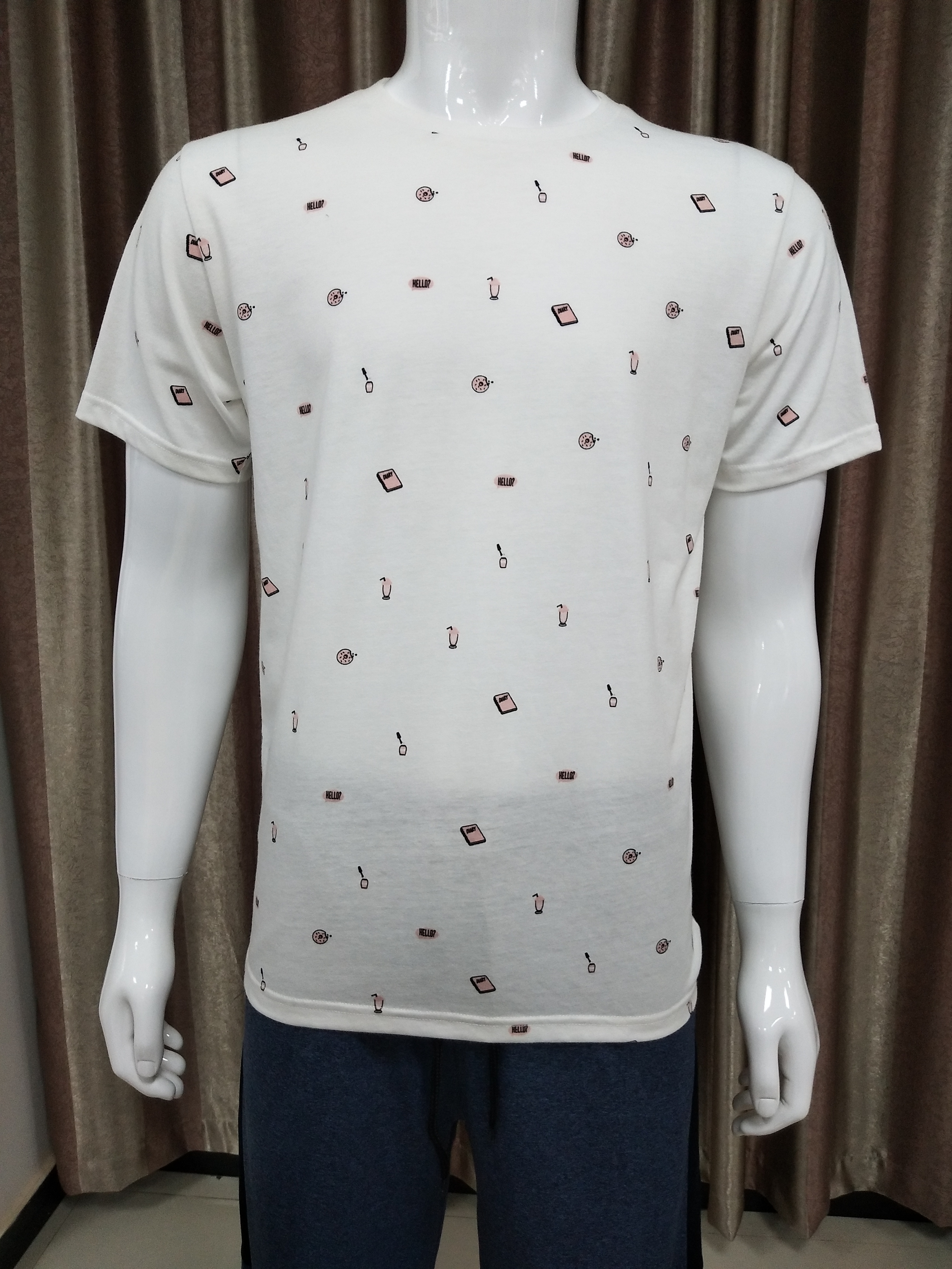 160gsm 100% Cotton Grey Fabric Print Knitting T-Shirt