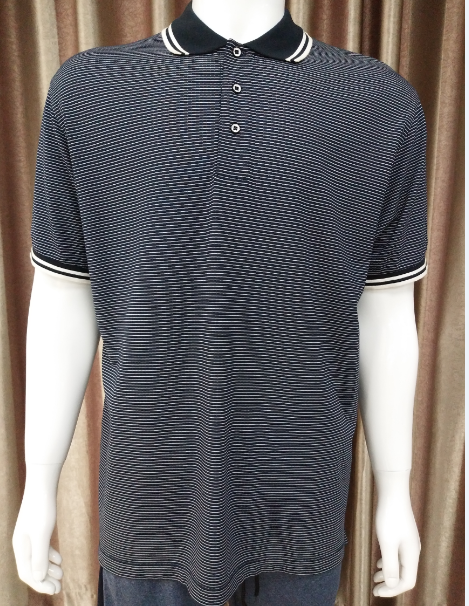 100% Cotton Men's Yarn Dye Polo Shirt with Rubber Print