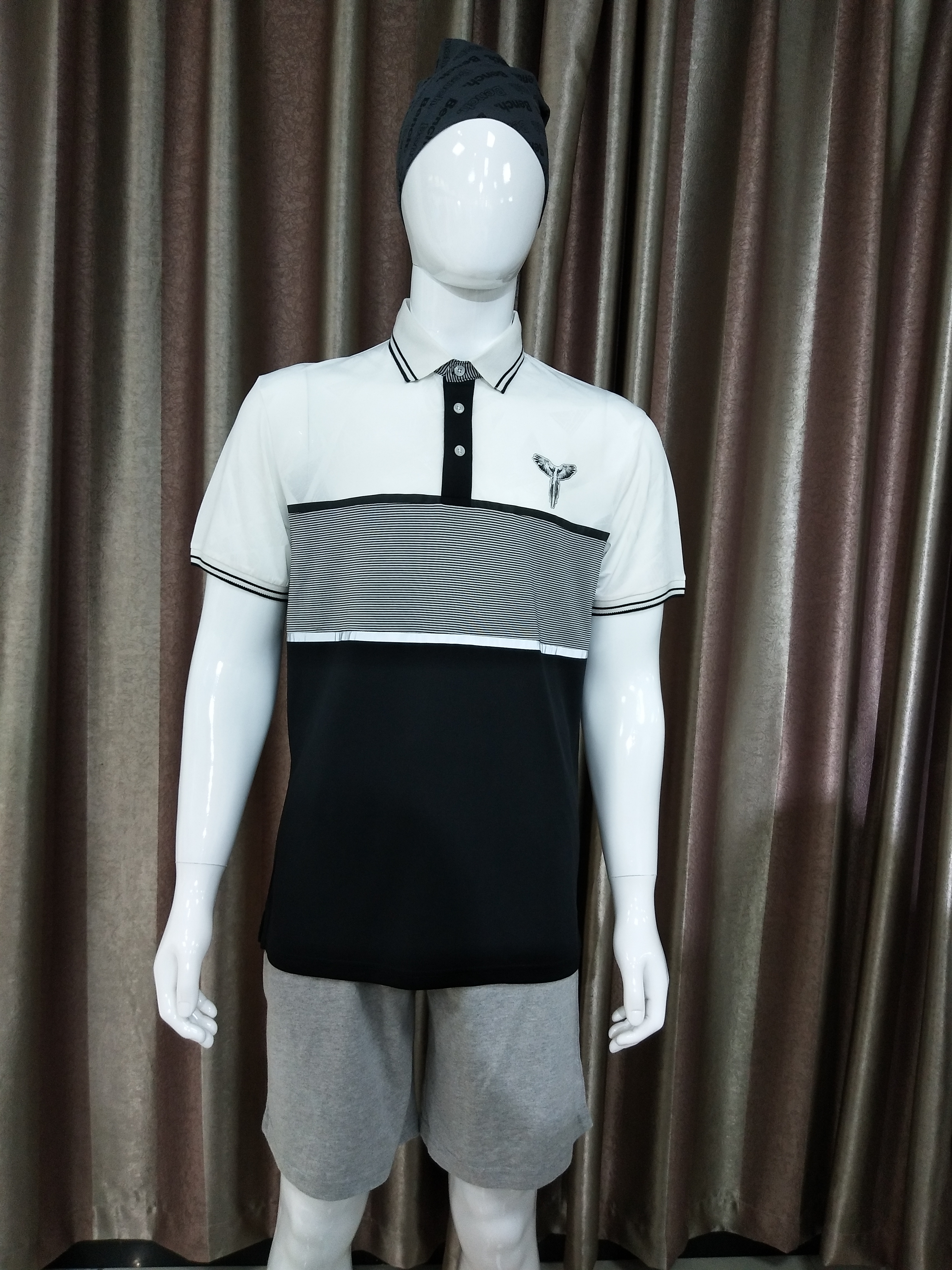 100% Cotton Men's Panel Polo Shirt with Rubber Print Options