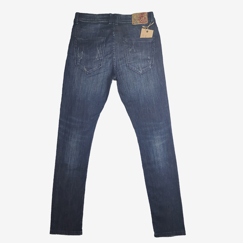 Men's Plus Size Patch Ripped Slim Fit Stretch Denim Trousers