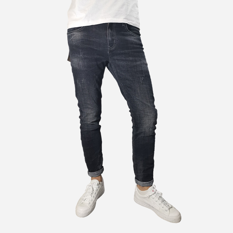 Men's Plus Size Slim Fit Wrinkle-Resistant Blue-Black Denim Trousers