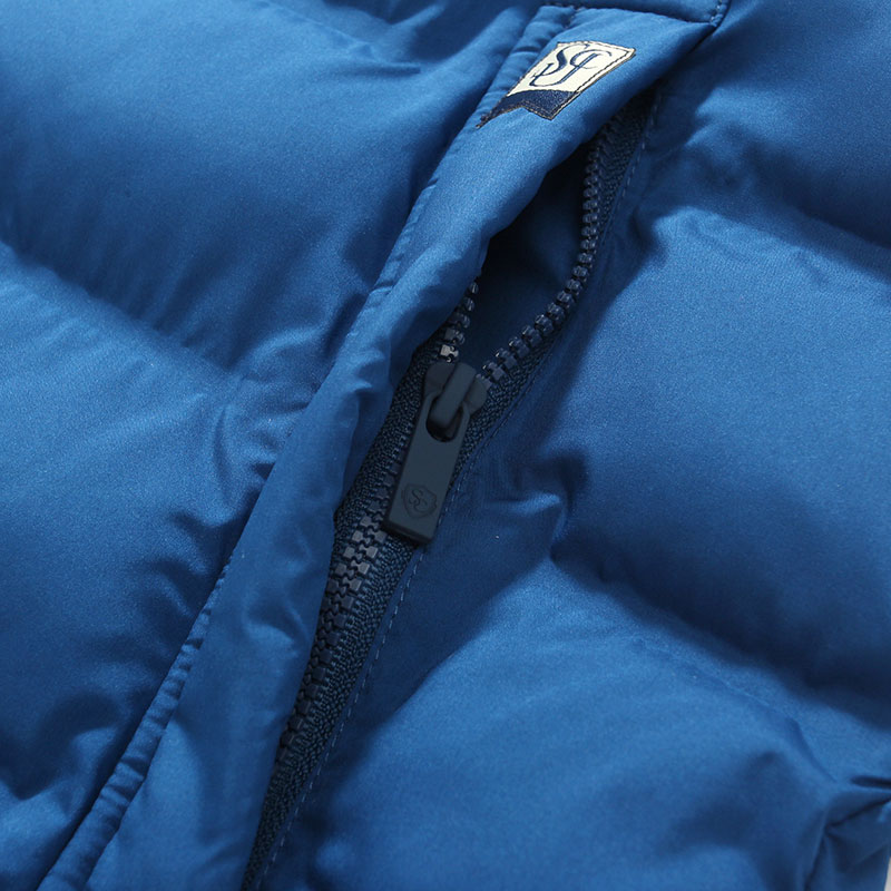 Men's Blue Stand Collar Padded Vest with Zipper Pockets