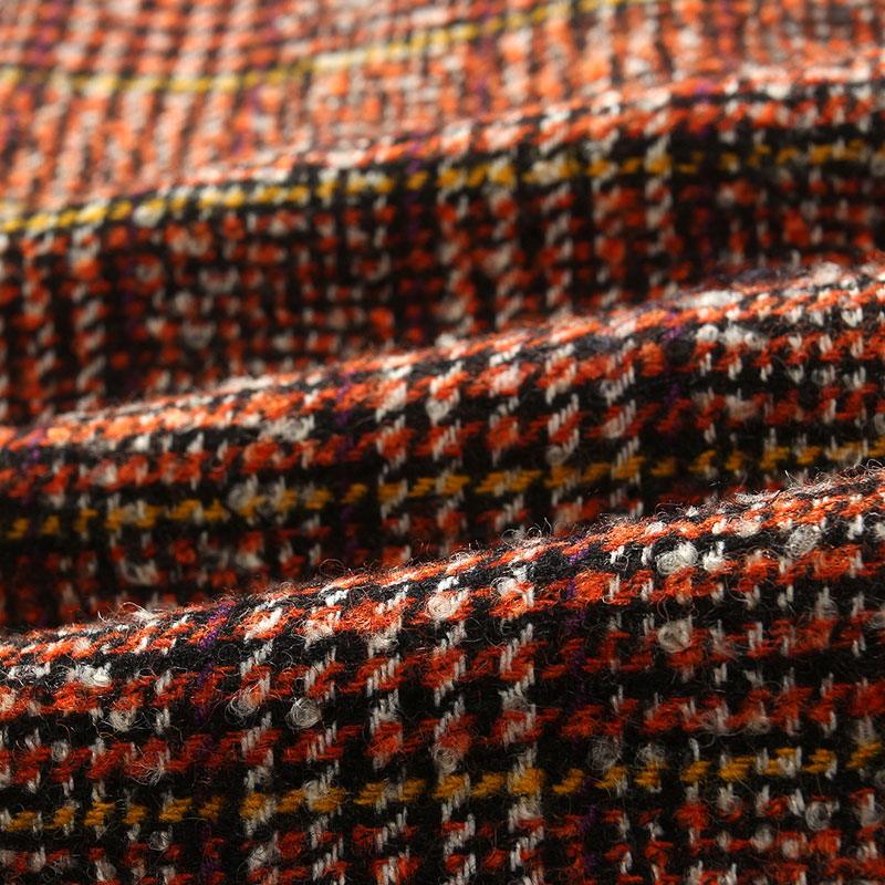 Men's Red Check Single-Breasted Woolen Coat with Notch Lapel