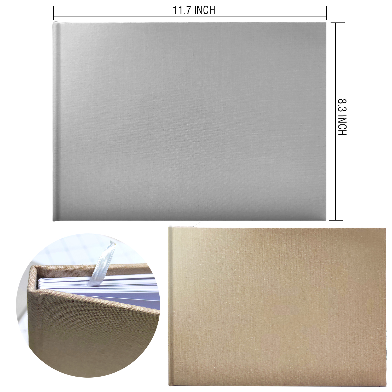 Linen Guest Book, Photo Album, Sketchbook, Scrapbook, Notebook