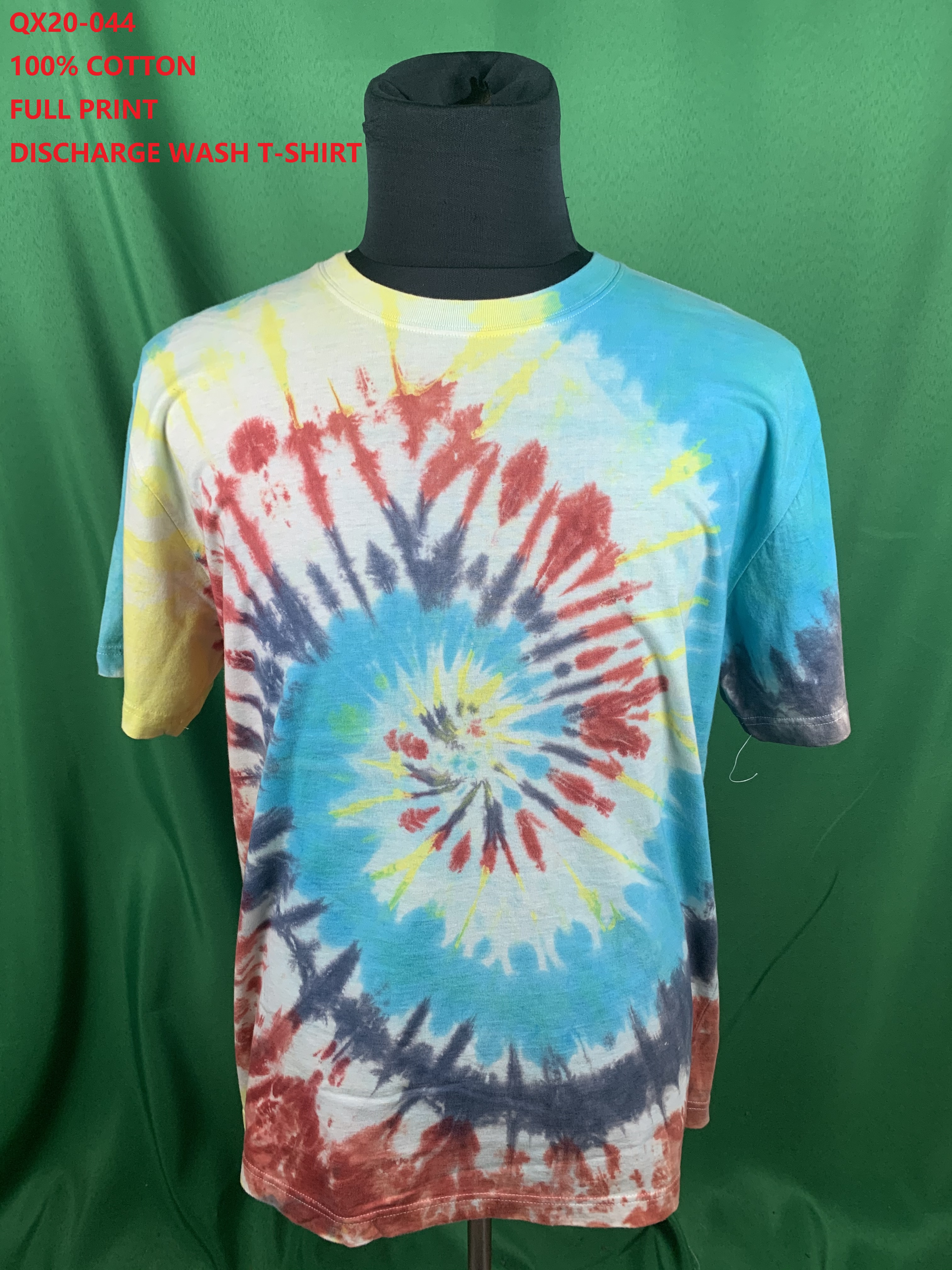100% Cotton Full Print Discharge Wash T-Shirt