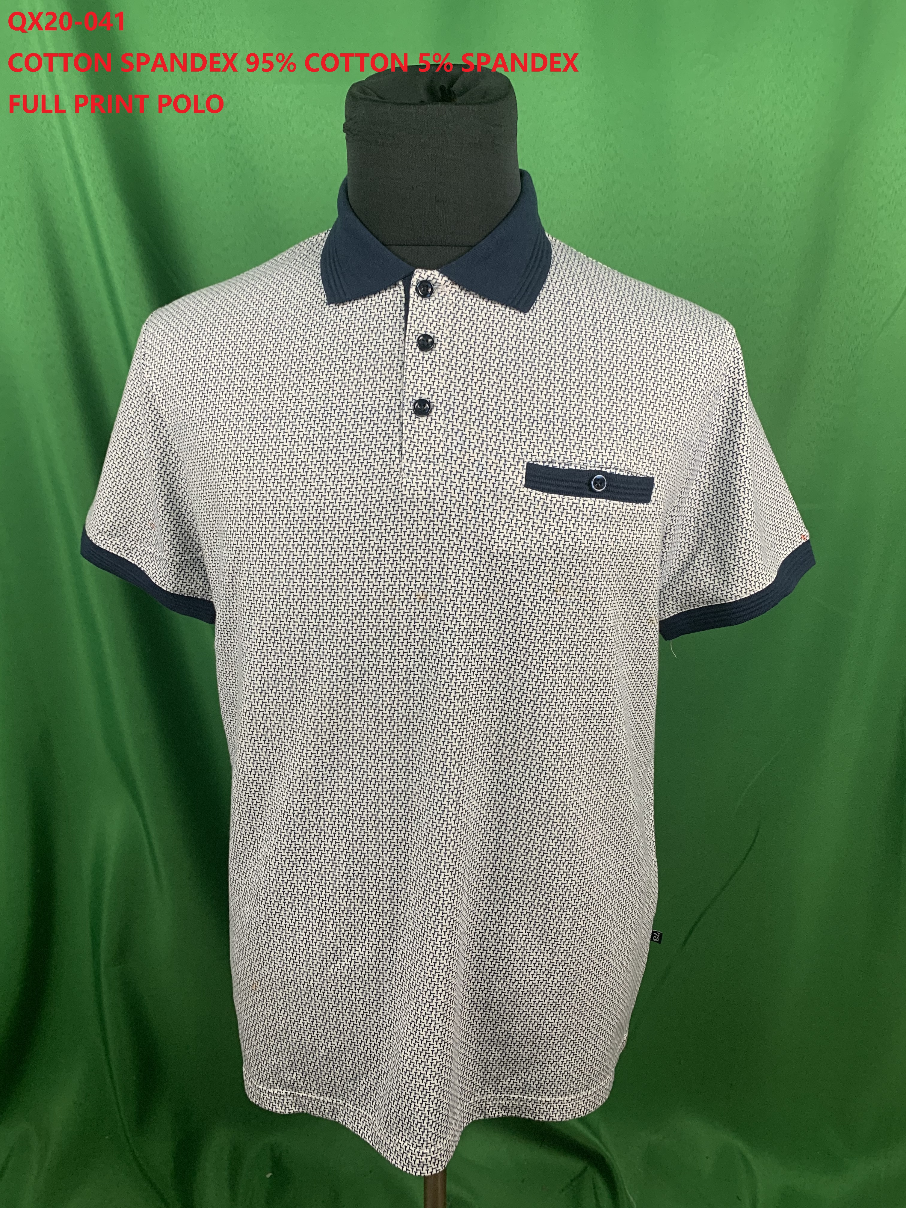 QX20-041 Cotton Spandex Full Print Polo Shirt