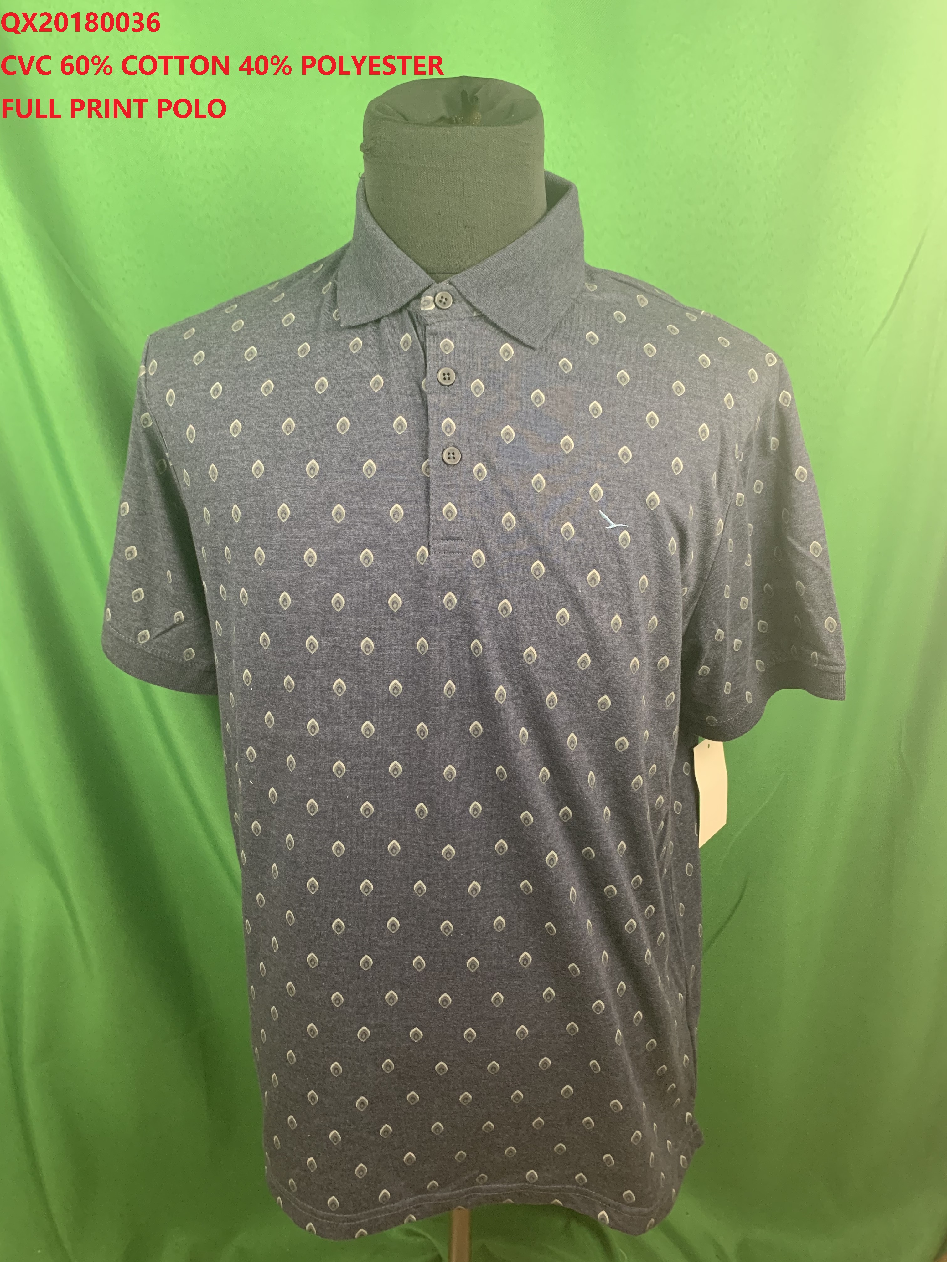 QX20180036 CVC Full Print Polo Shirt