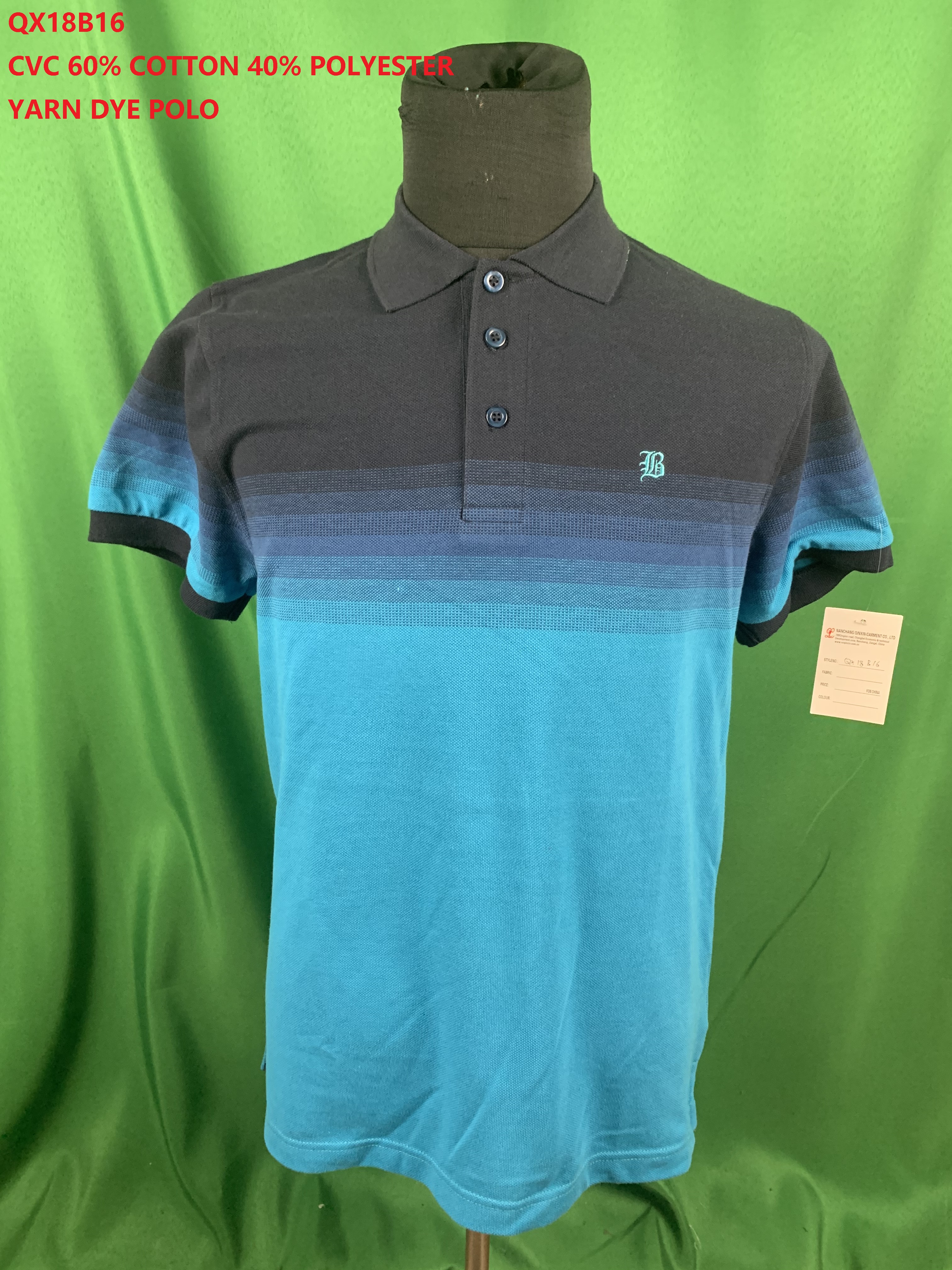 QX18B16 CVC Yarn Dye Polo Shirt