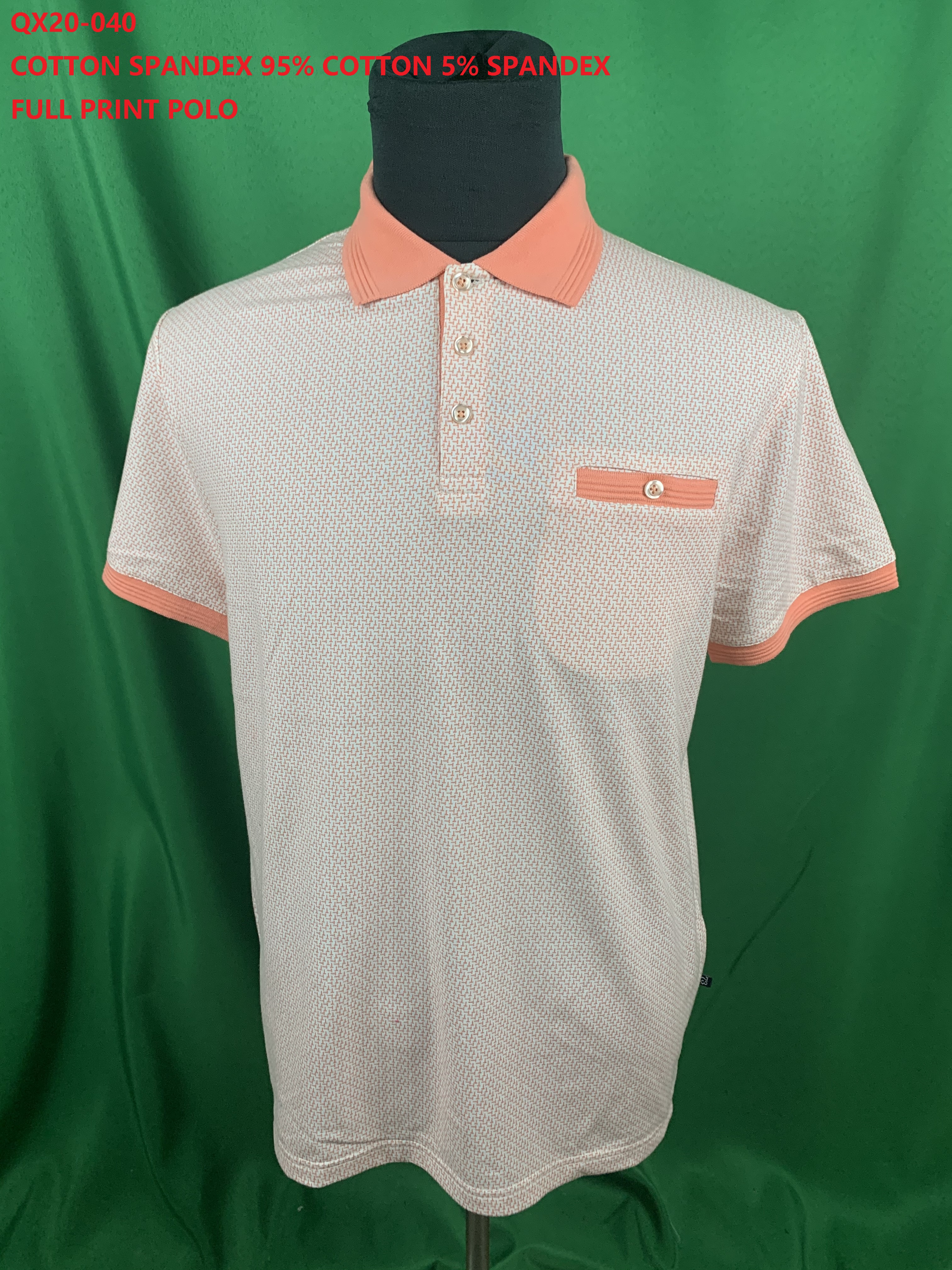 QX20-040 Cotton Spandex Full Print Polo Shirt