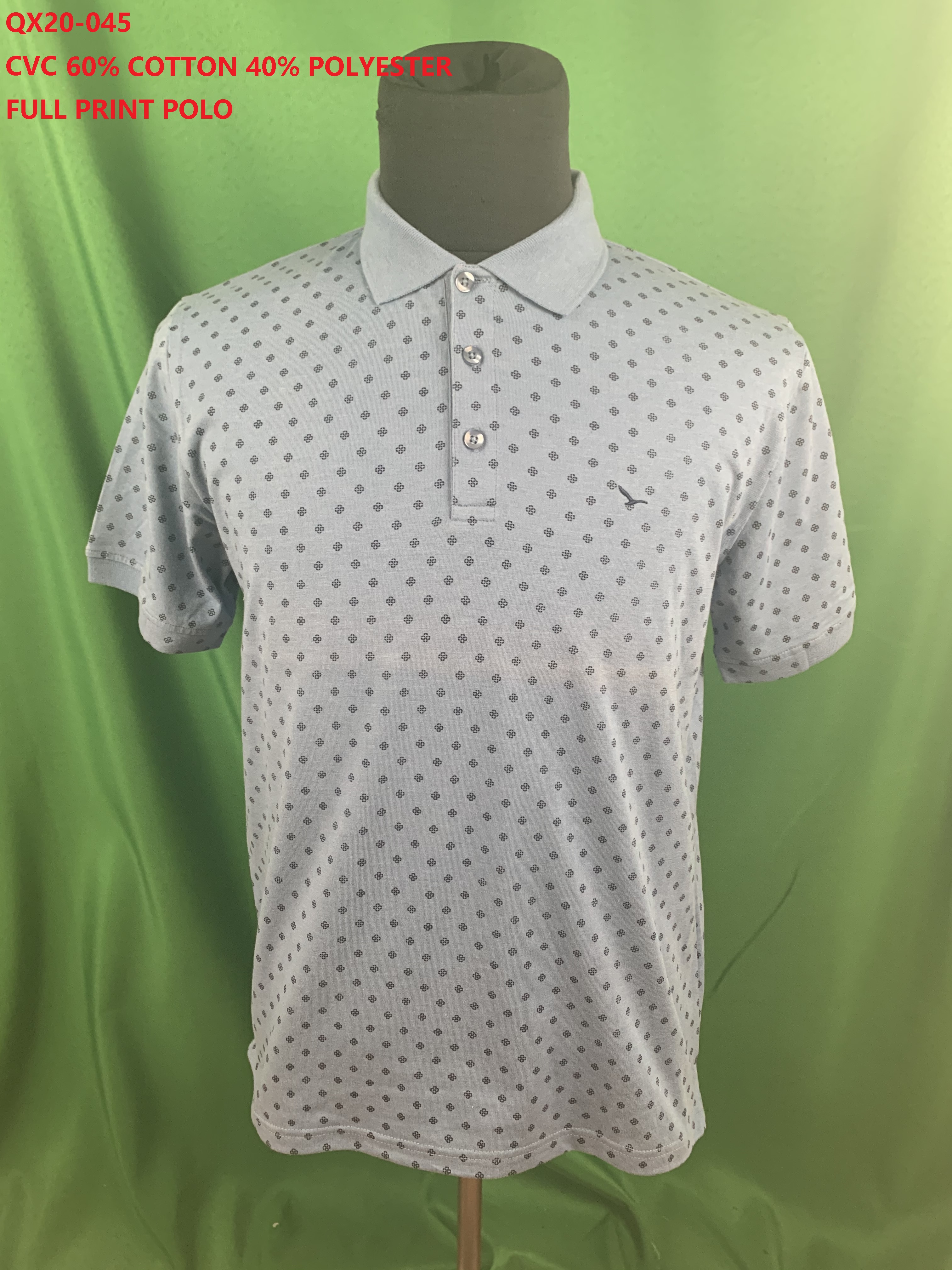 QX20-045 CVC Full Print Polo