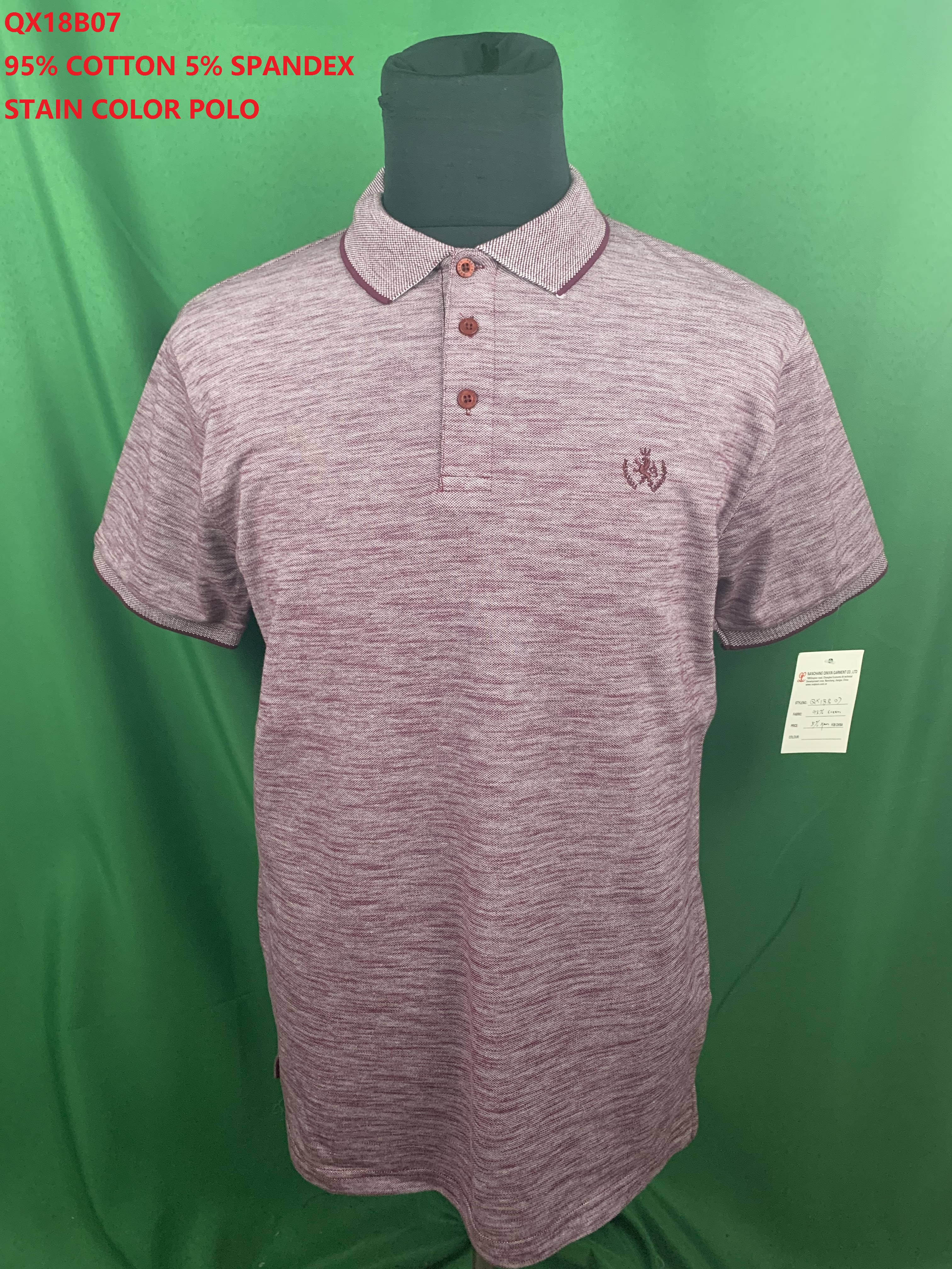 QX18B07 Cotton Spandex Stain Color Polo Shirt