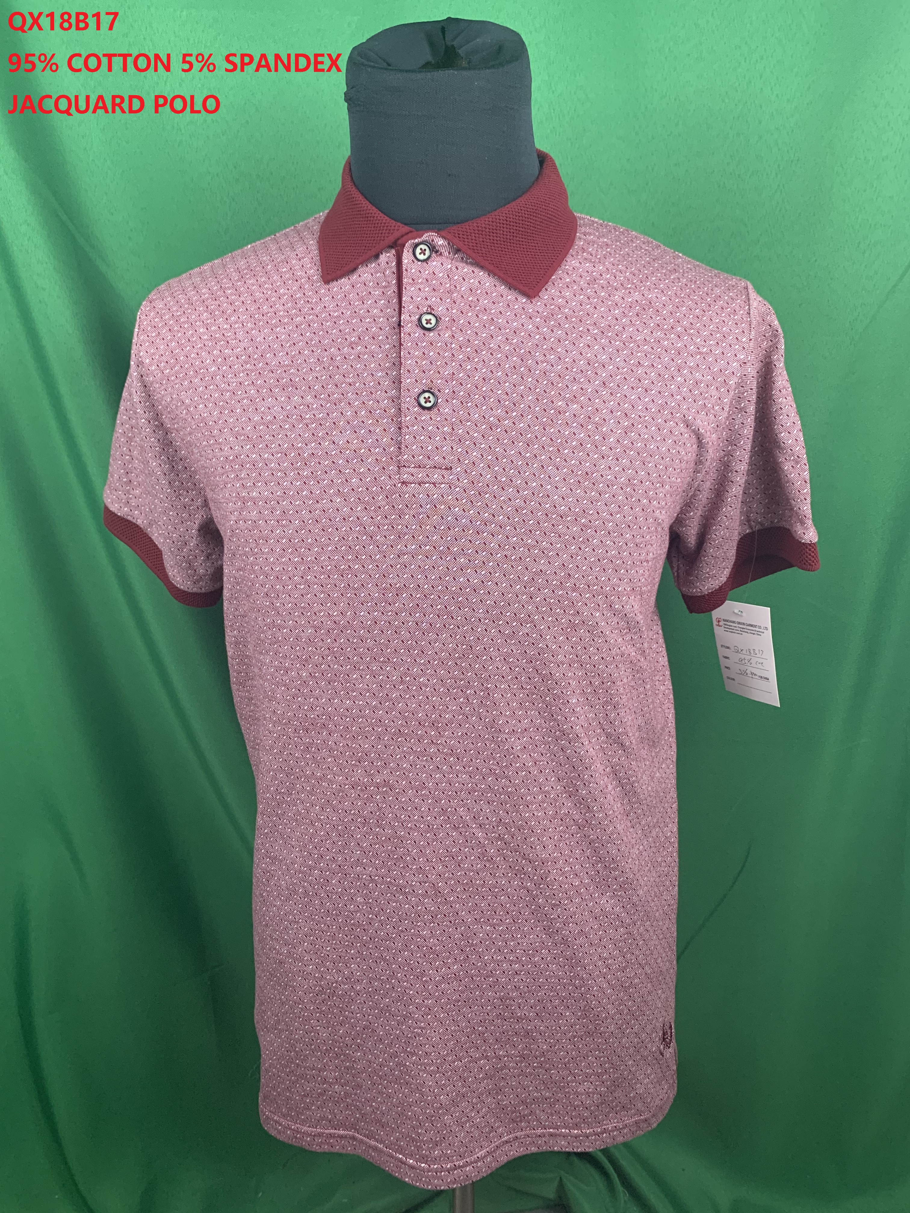 QX18B17 Cotton Spandex Jacquard Polo Shirt