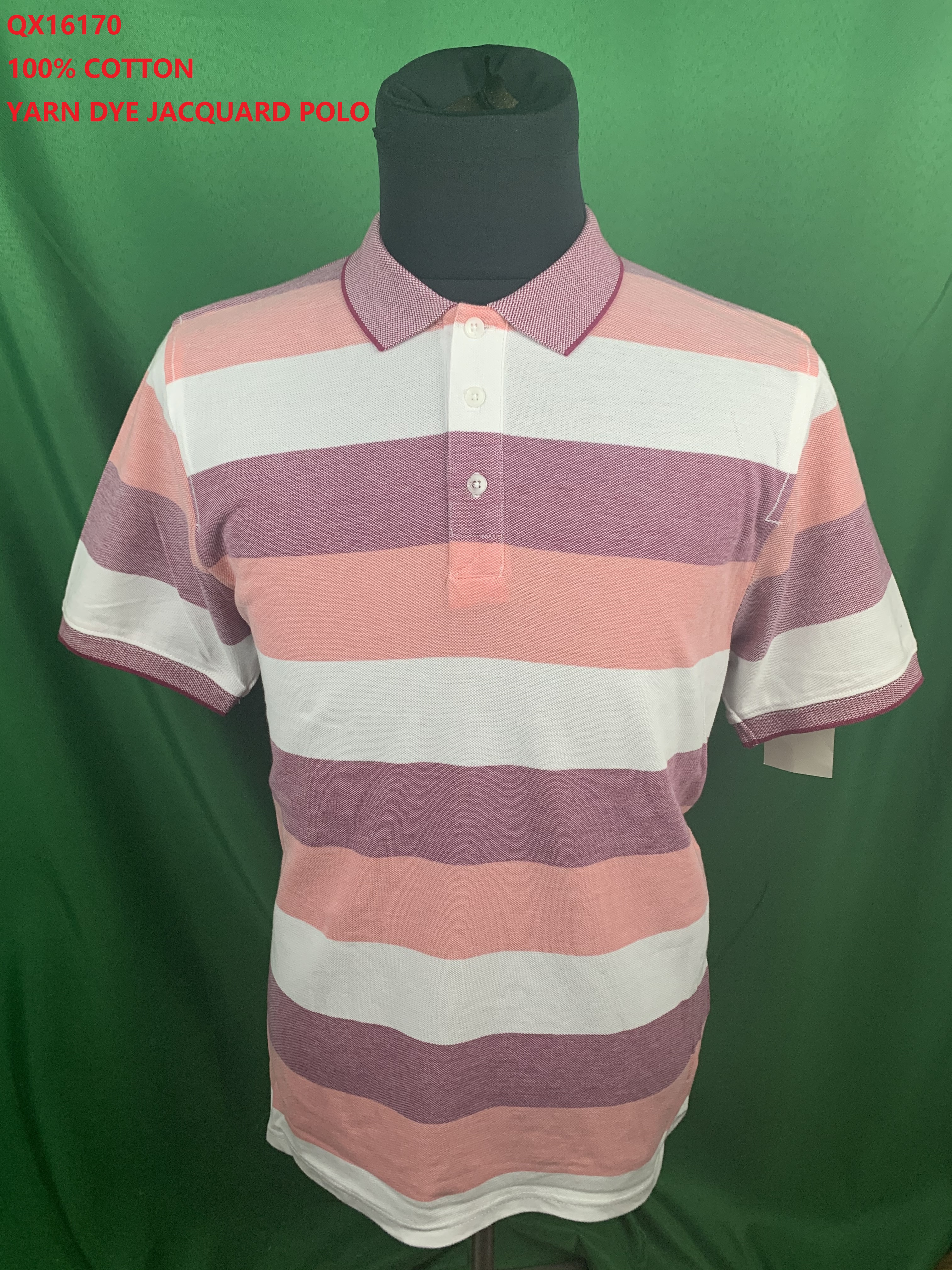 100% Cotton Yarn Dye Jacquard Polo Shirt