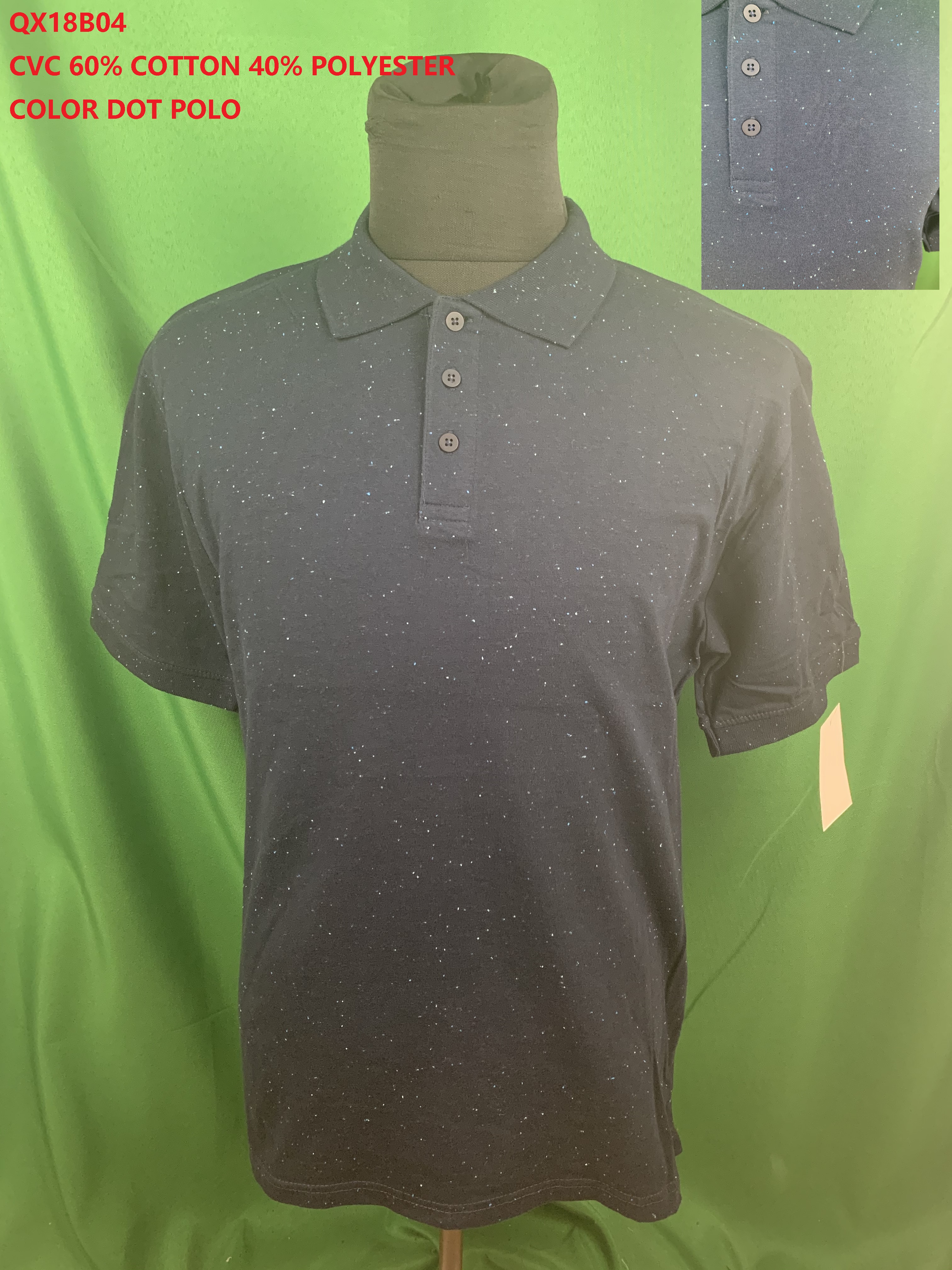 QX18B04 CVC Color Dot Polo