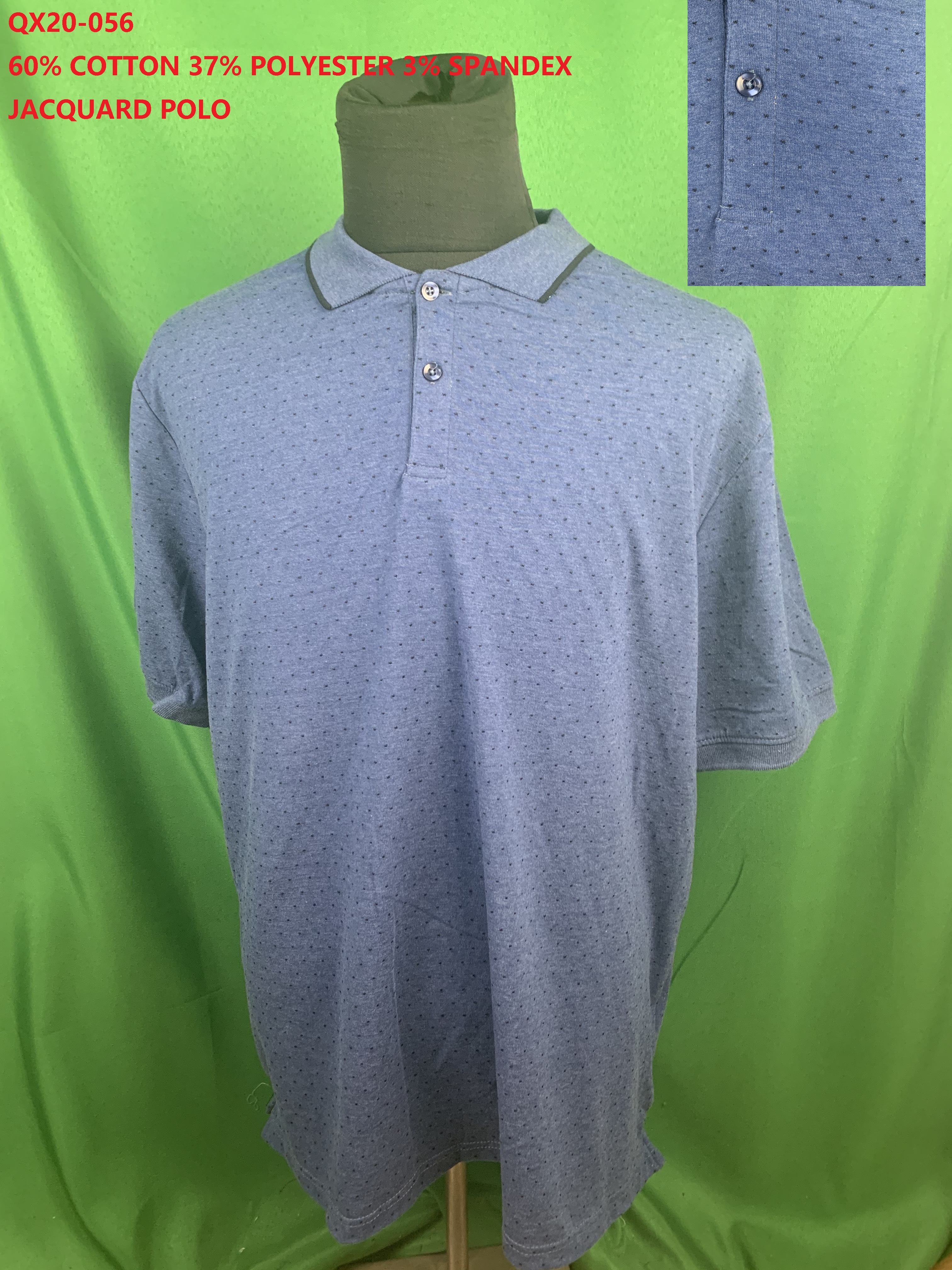 QX20-056 CVC Spandex Jacquard Polo Shirt