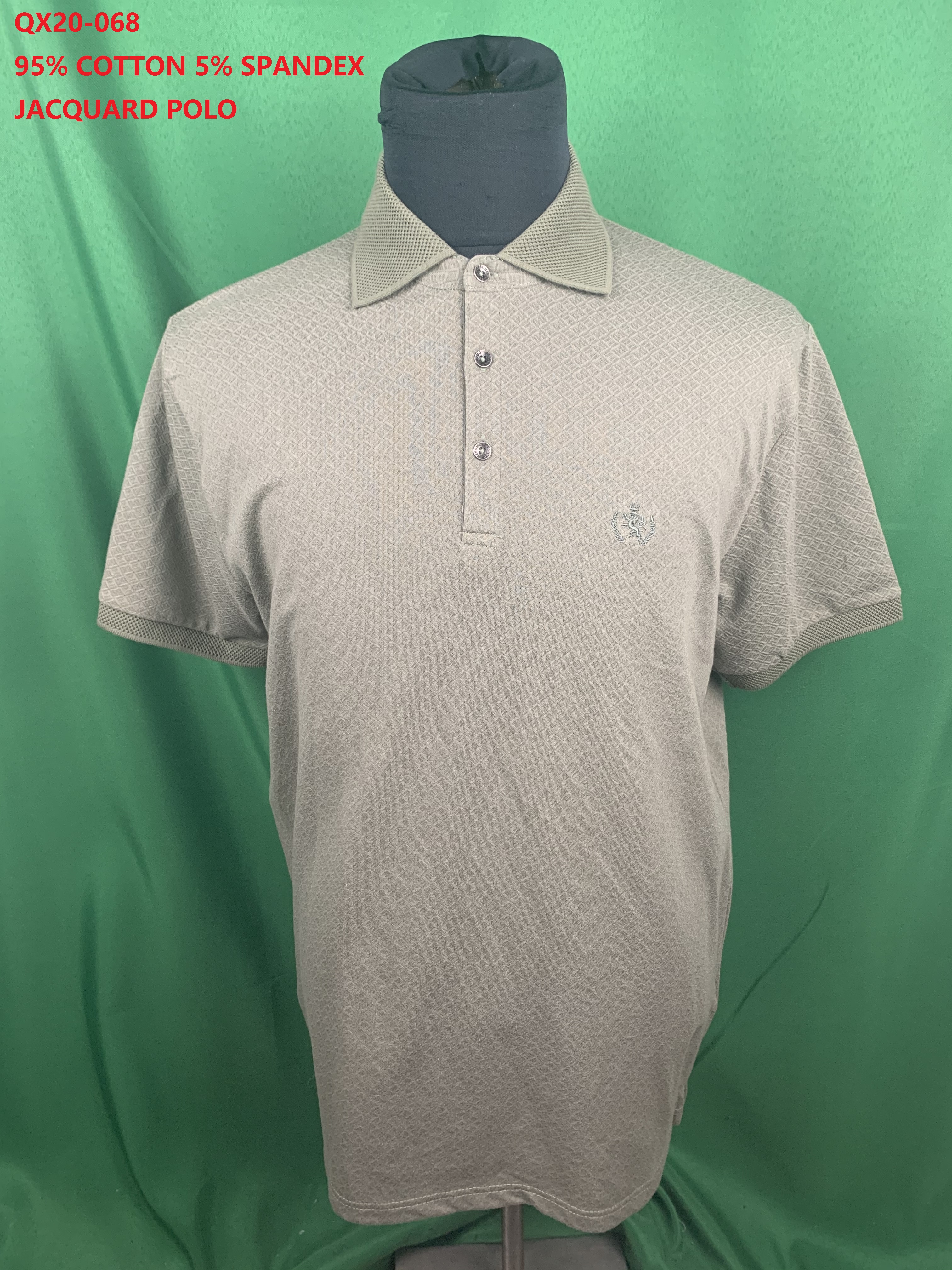 QX20-068 Cotton Spandex Jacquard Polo Shirt