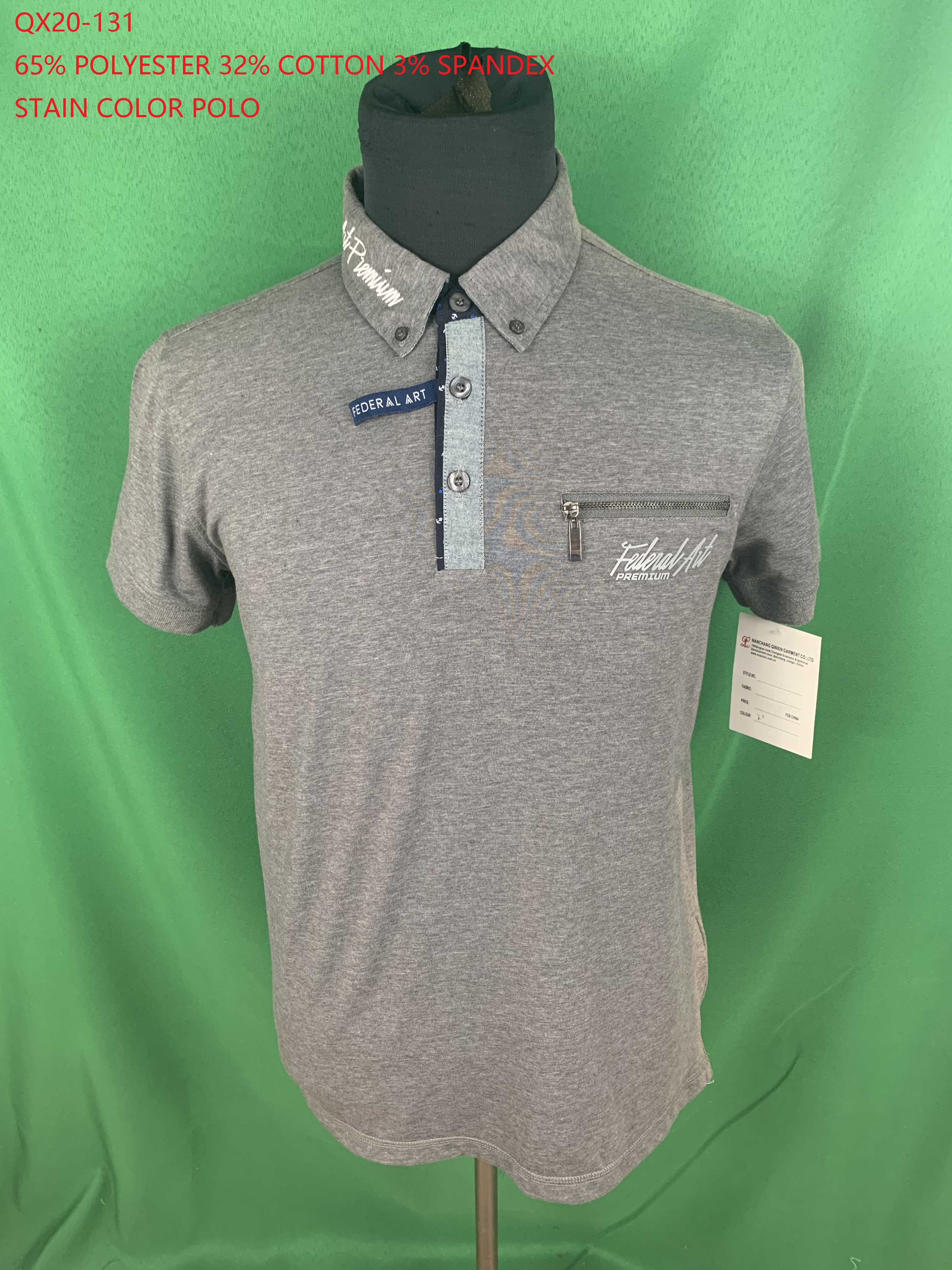 QX20-131 TC Spandex Stain Color Polo Shirt