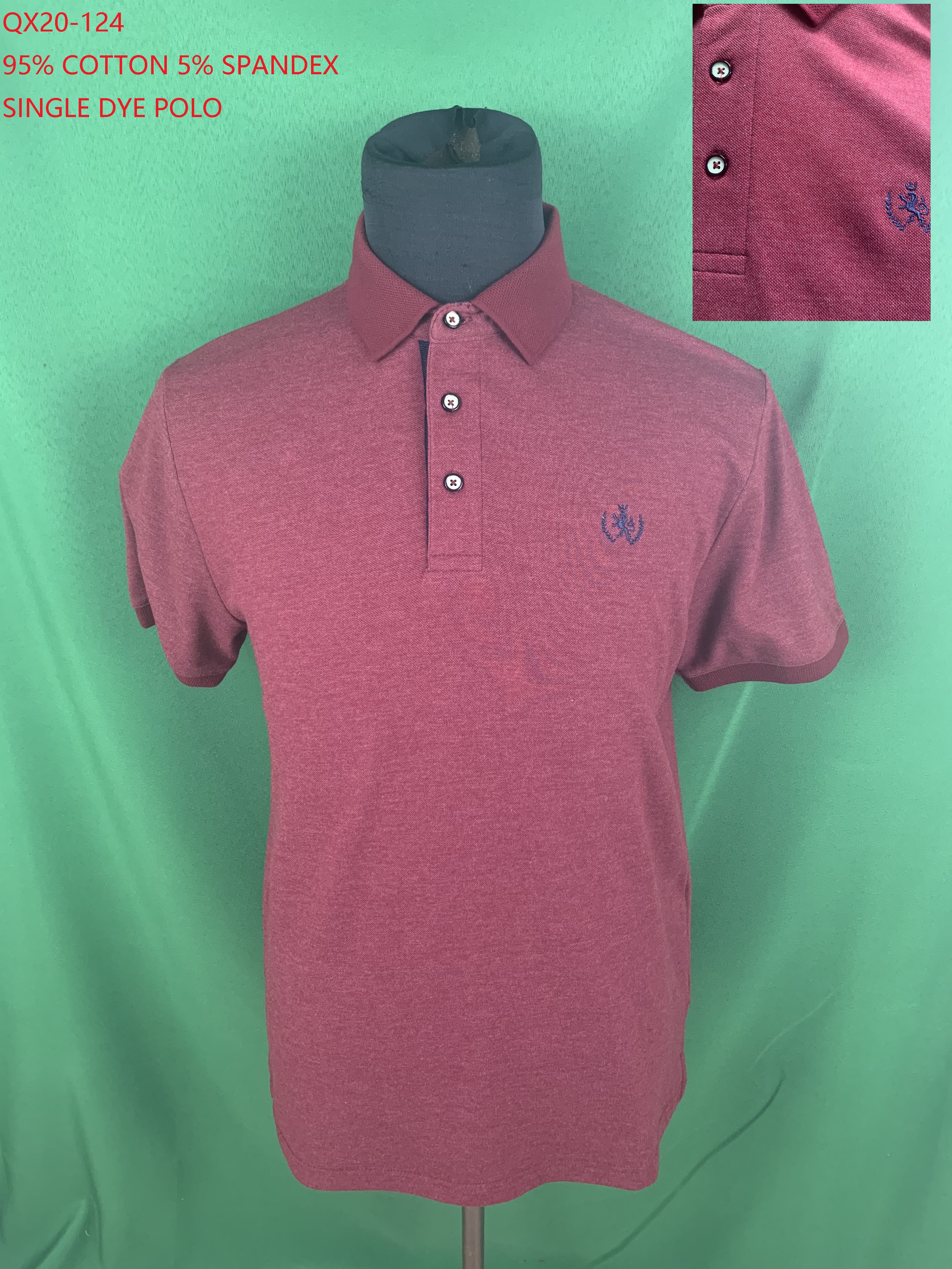 QX20-124 Cotton Spandex Single Dye Polo Shirt