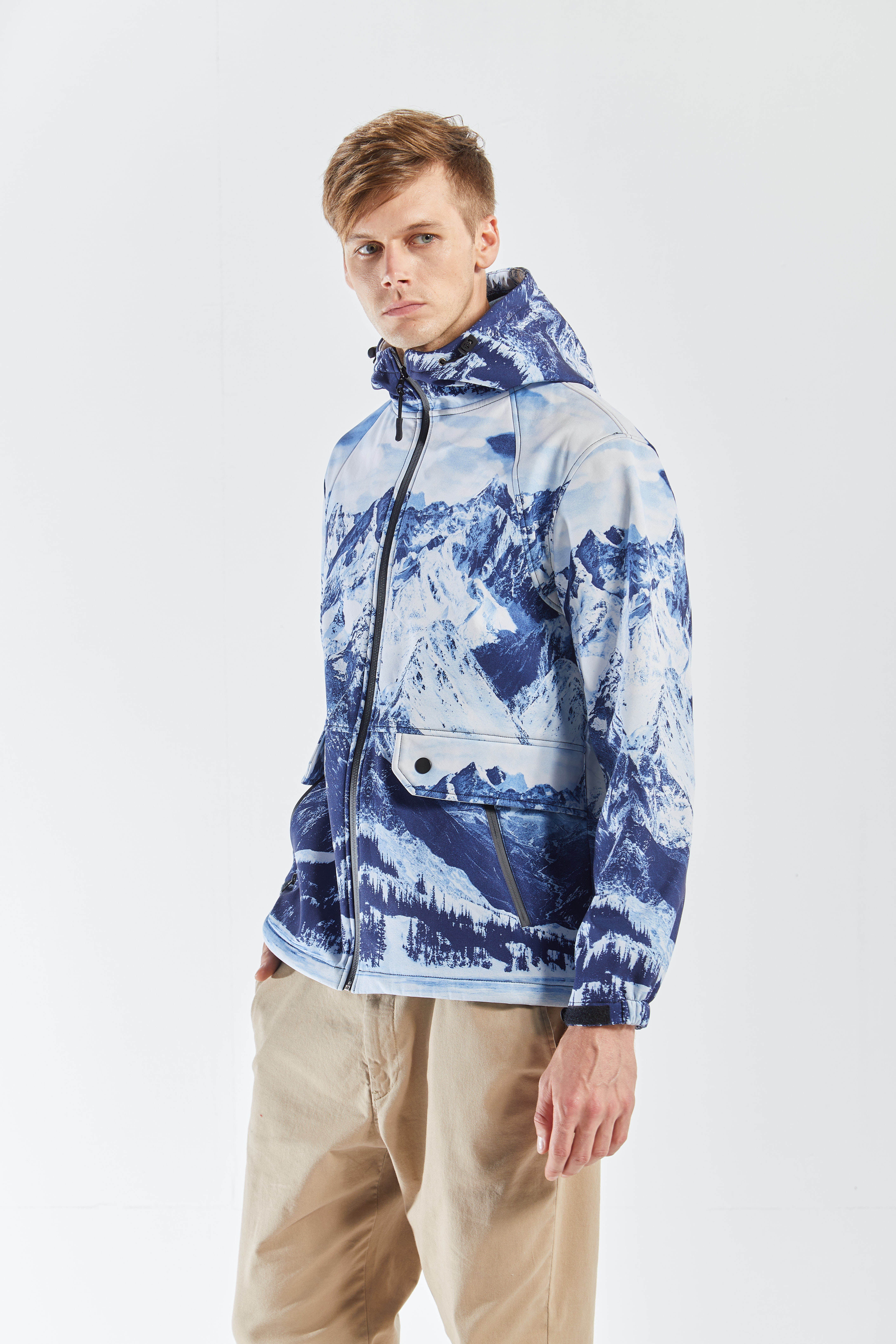 Waterproof Windbreaker Digital Print Men's Outdoor Softshell Jacket