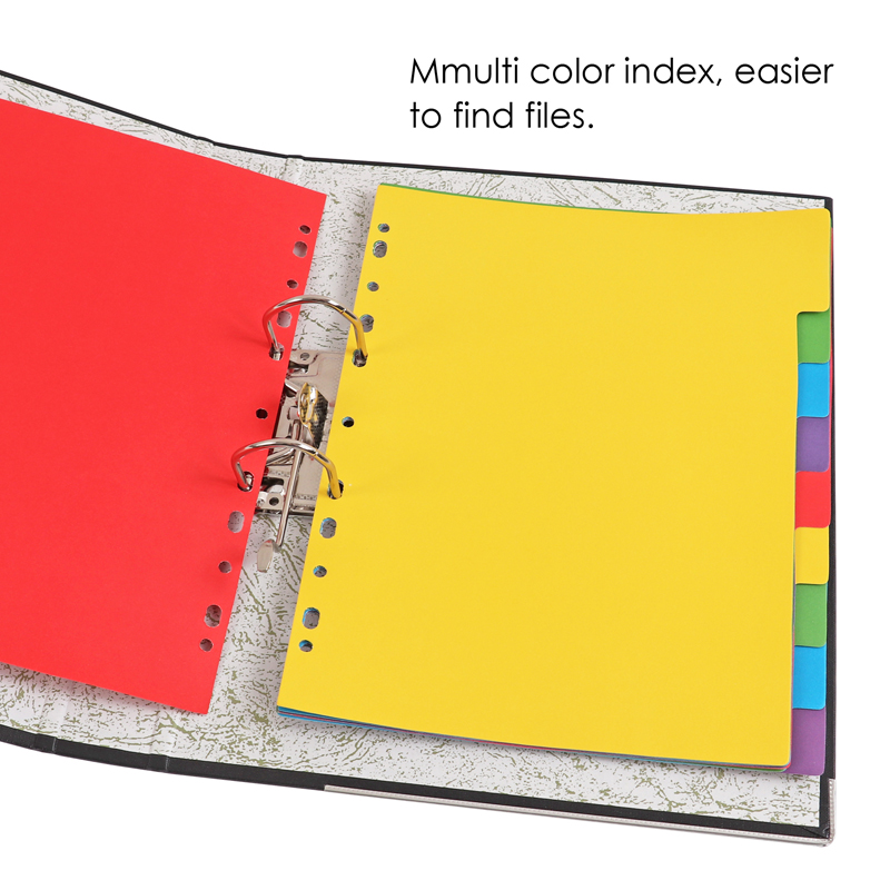 Assorted Color Paper Index File Dividers for Office and Students