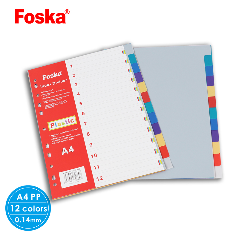 A4 Assorted Colors PP Index Dividers