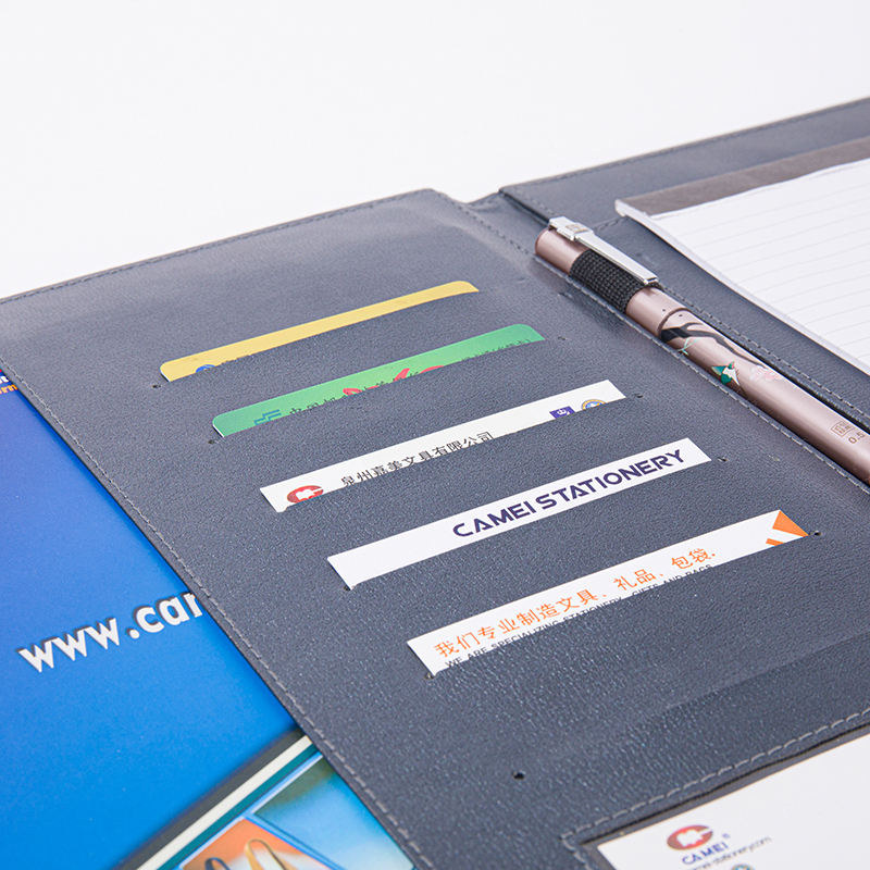 Leather Padfolio with Magnetic Button and Pen Holder
