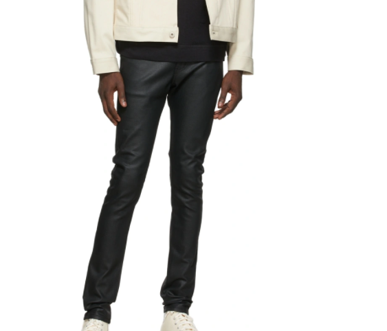 Men's black wax denim jeans