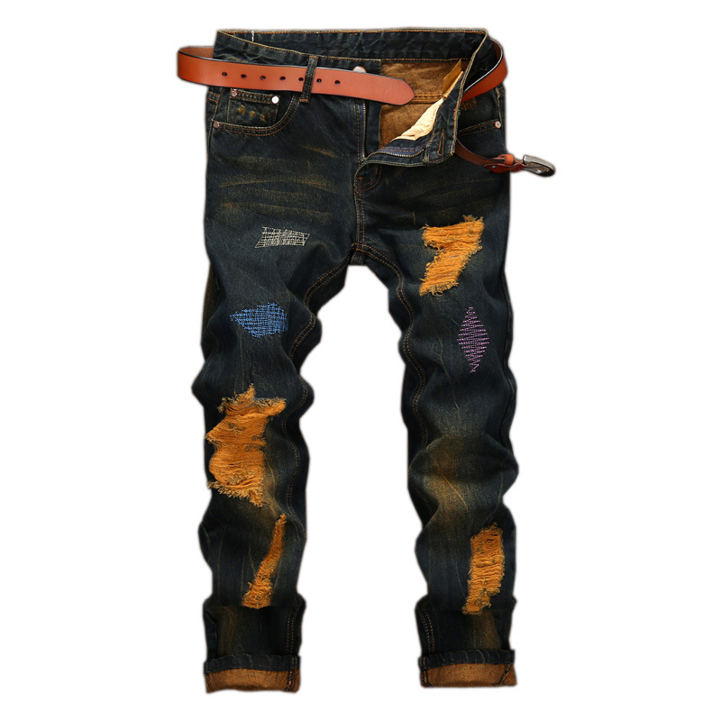 Designer Ripped Hole Denim Jeans for Men