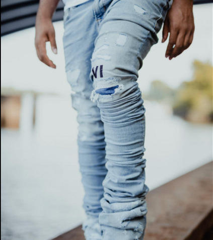 Fashion Streetwear Skinny Stacked Denim Jeans