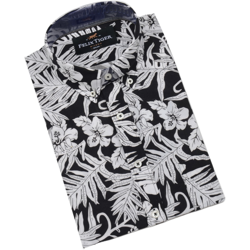 Men's Woven Viscose/Rayon Short Sleeve Button-Down Shirt