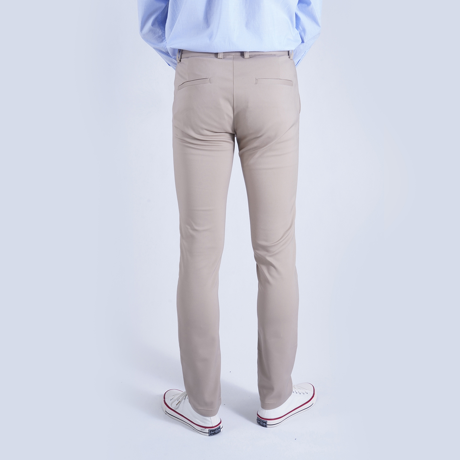 Men's Khaki Mid Waist Skinny Fit Chino Pants KC911S005