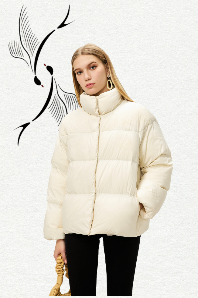 Down Jacket with 90% White Duck Down Filling