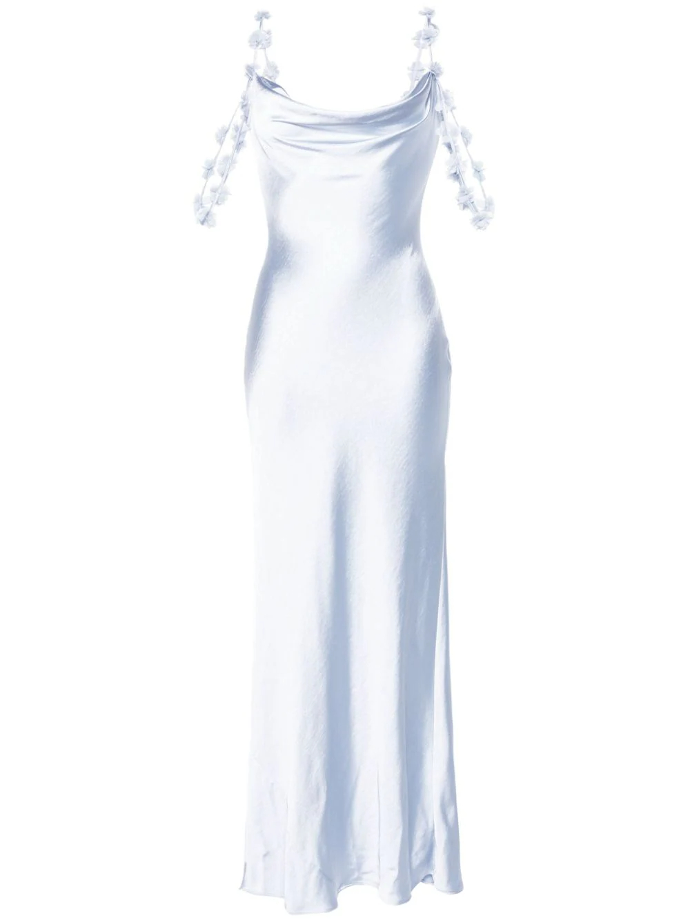 Elegant Backless Halter Neck Satin Gown with Flower Decoration