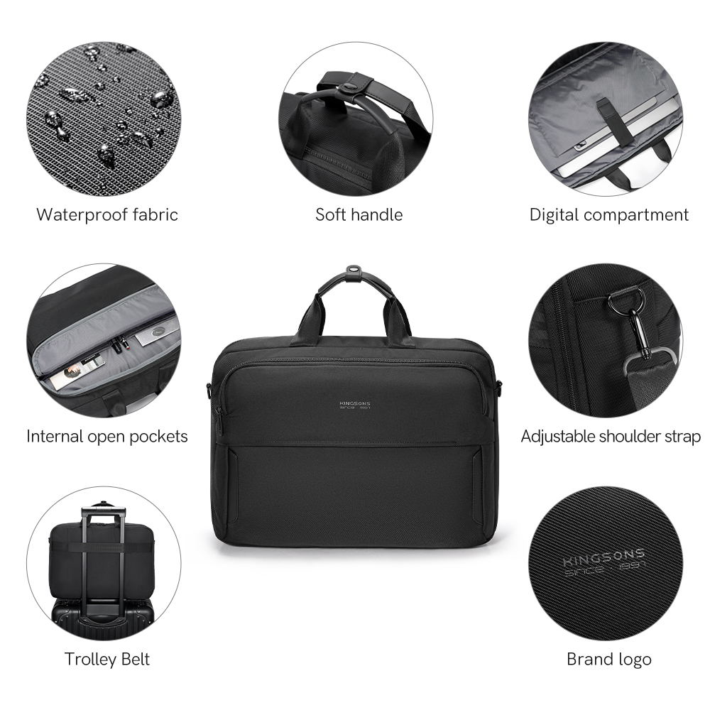 Classic Black Leather Business Briefcase for Men